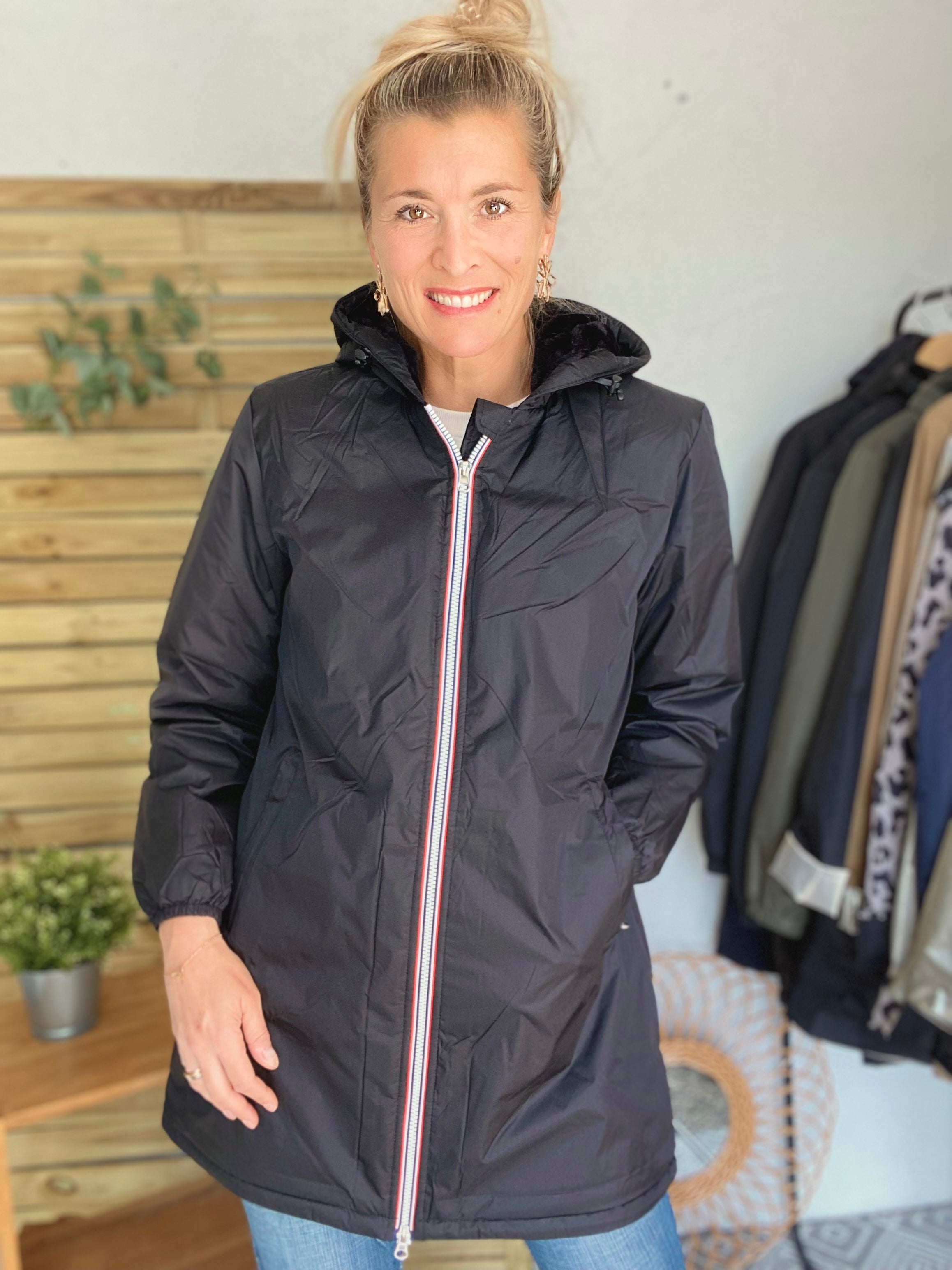 Parka Imperméable LOUISE LONG fourré - Noir - Laura Jo