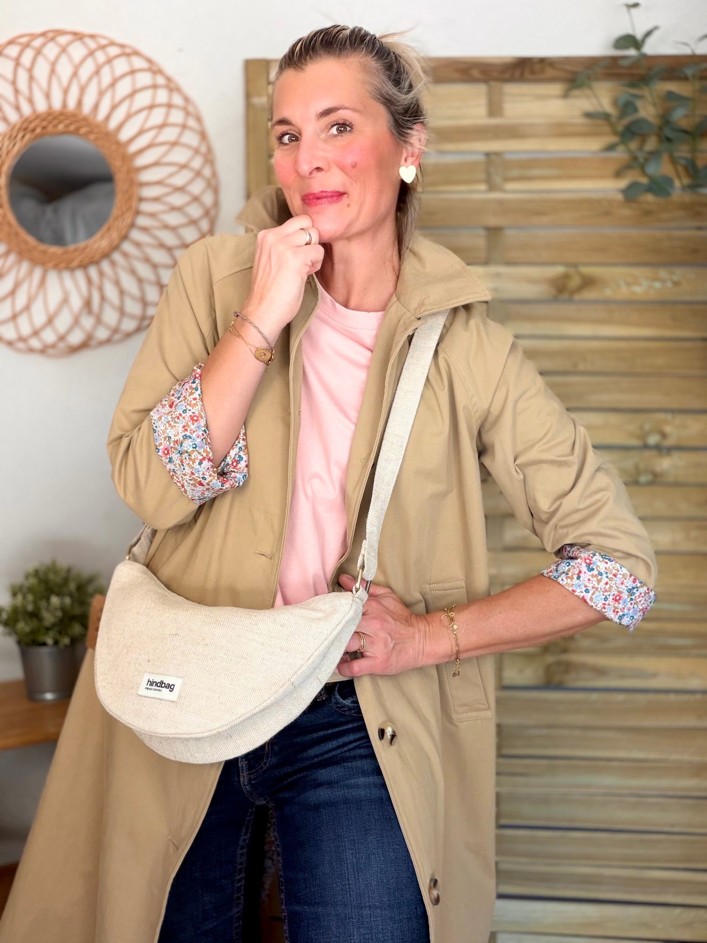 Veste Trench mi long en coton Camel avec Liberty CALLIE