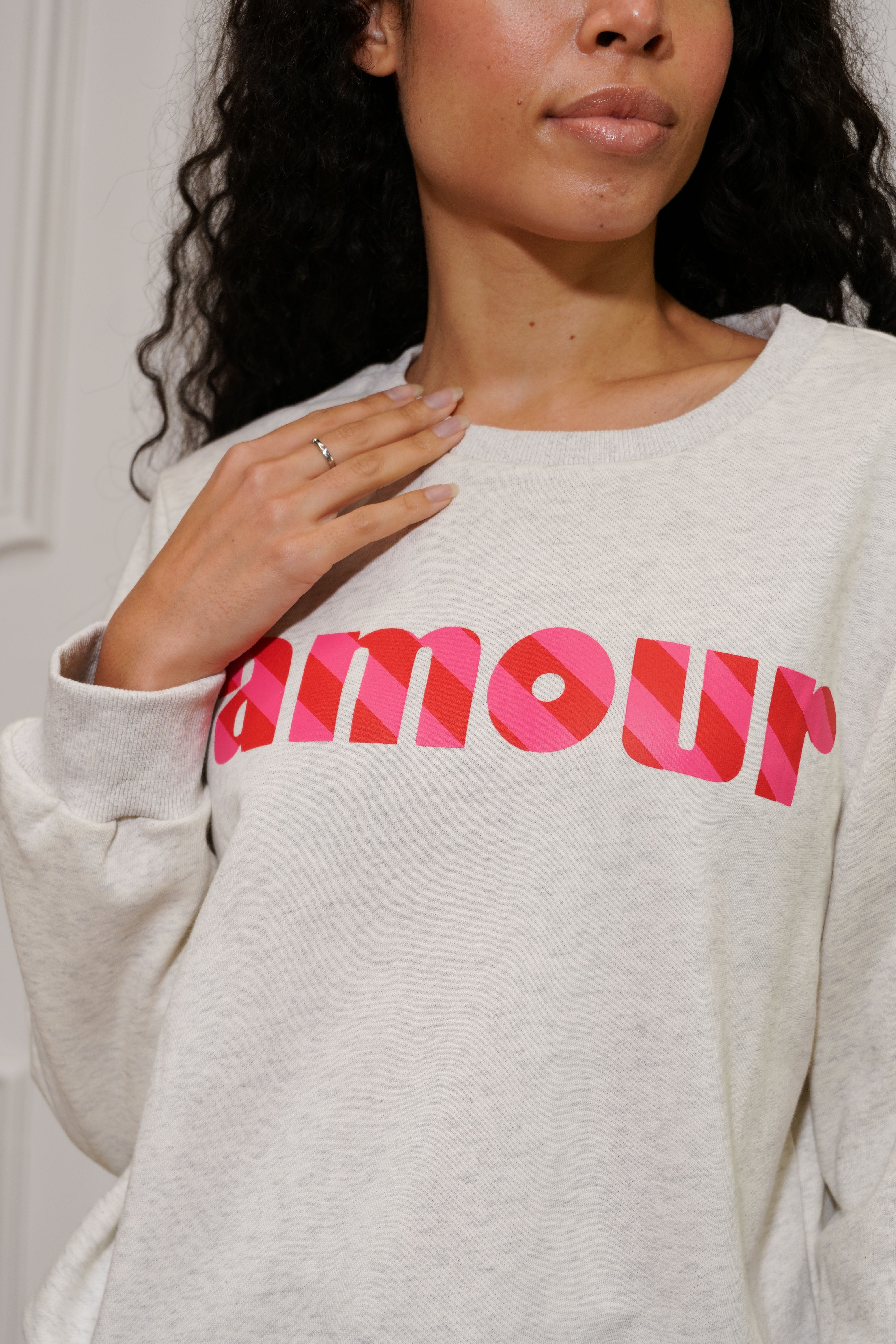 Sweat amour SIENNA - Gris / Rose
