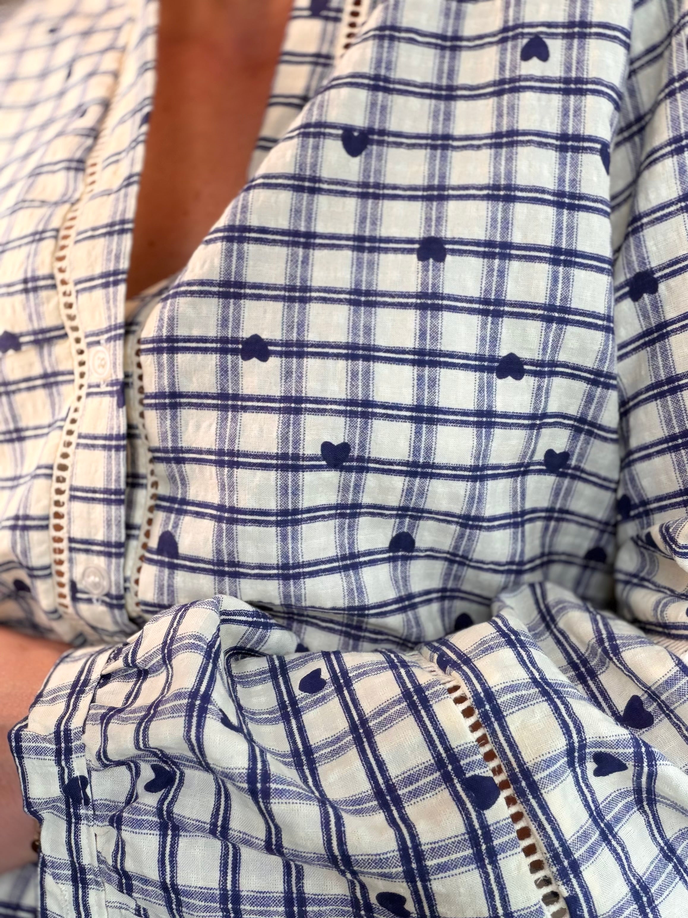 ⚡️ARRIVAGE - Blouse à carreaux et cœurs 💙 LYA bleue