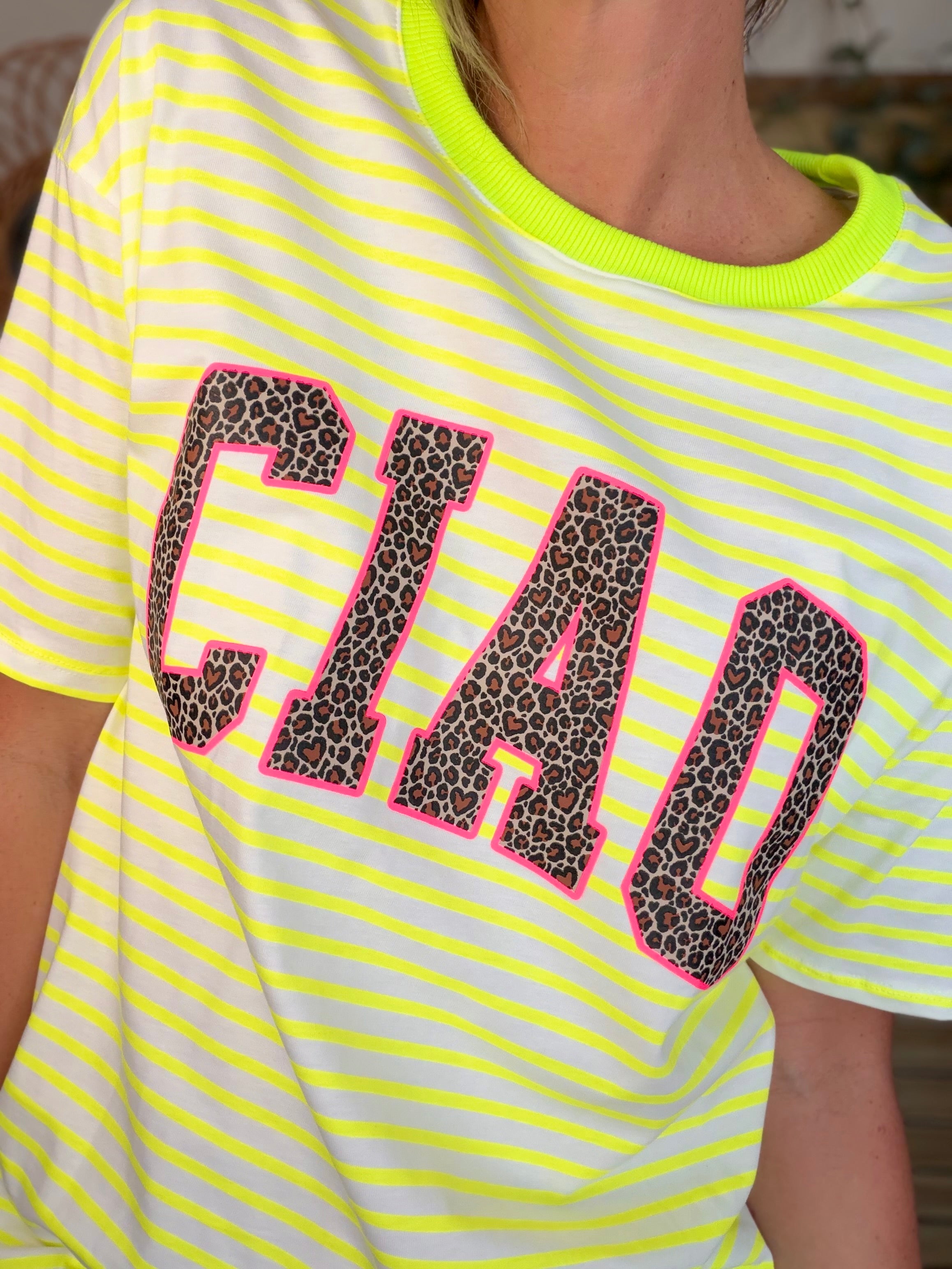 Tee shirt rayé CIAO Léo Jaune fluo