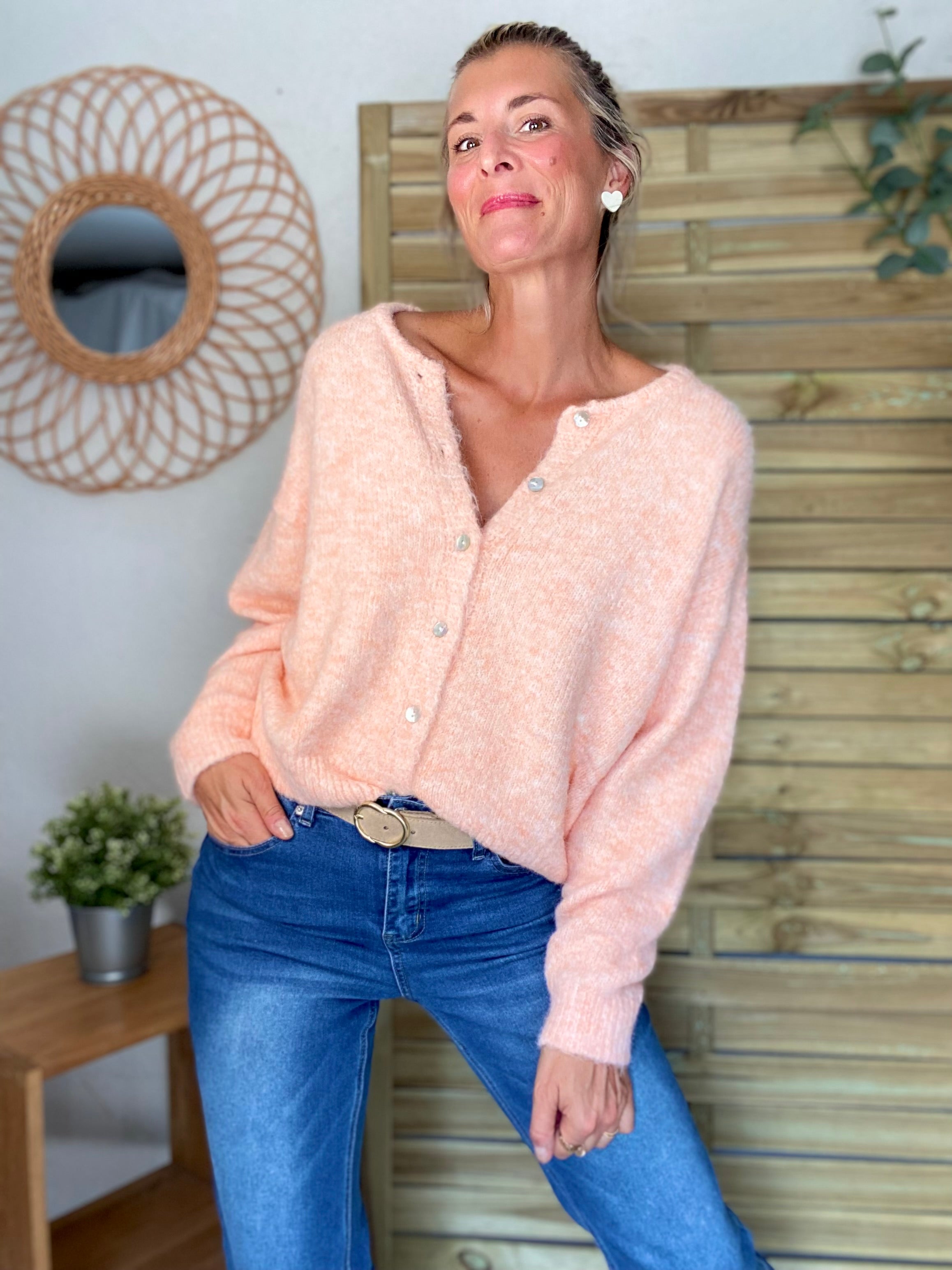 Gilet en maille MERYL - Abricot