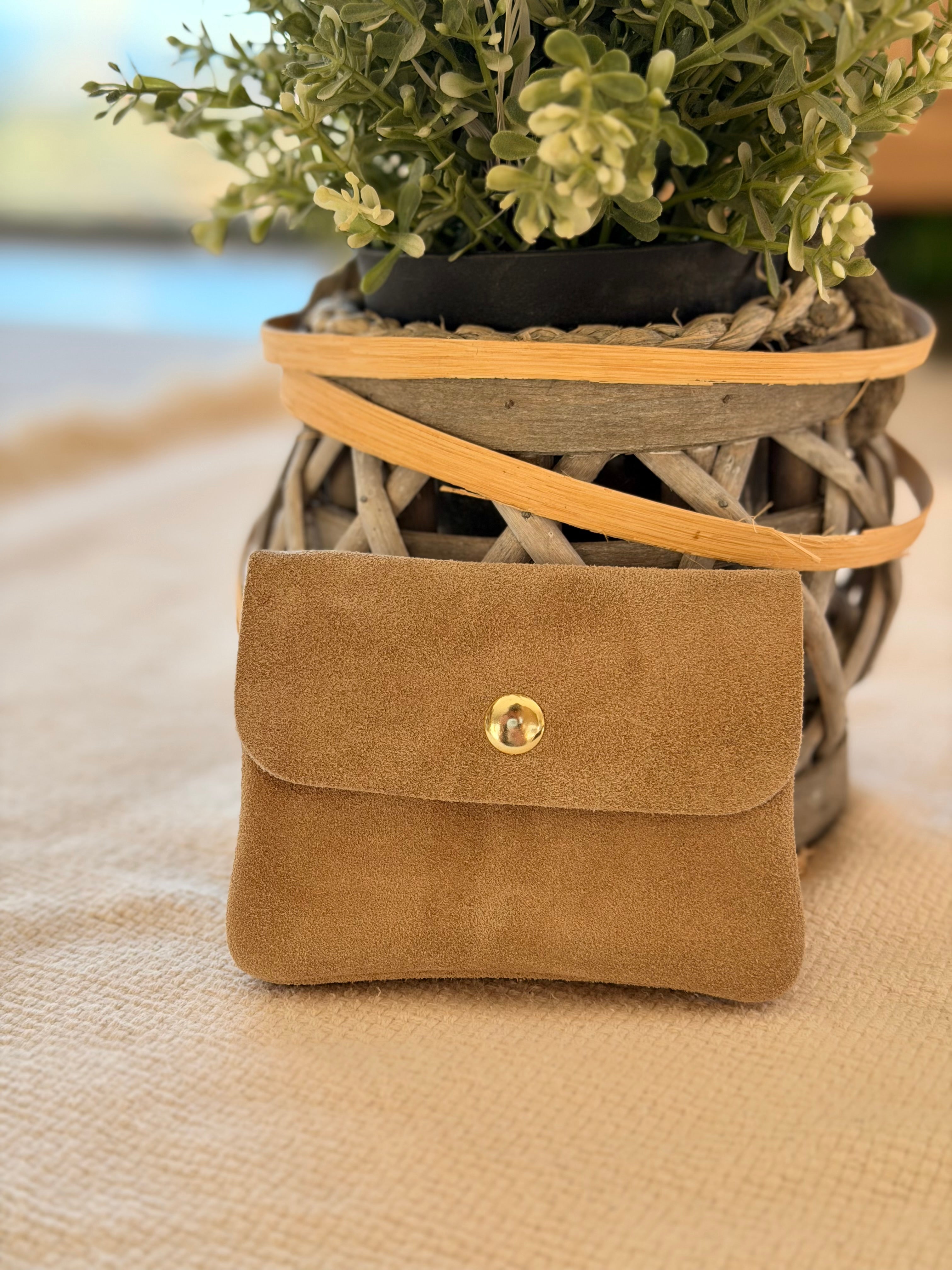 Porte monnaie / porte carte en cuir daim ACHILLE