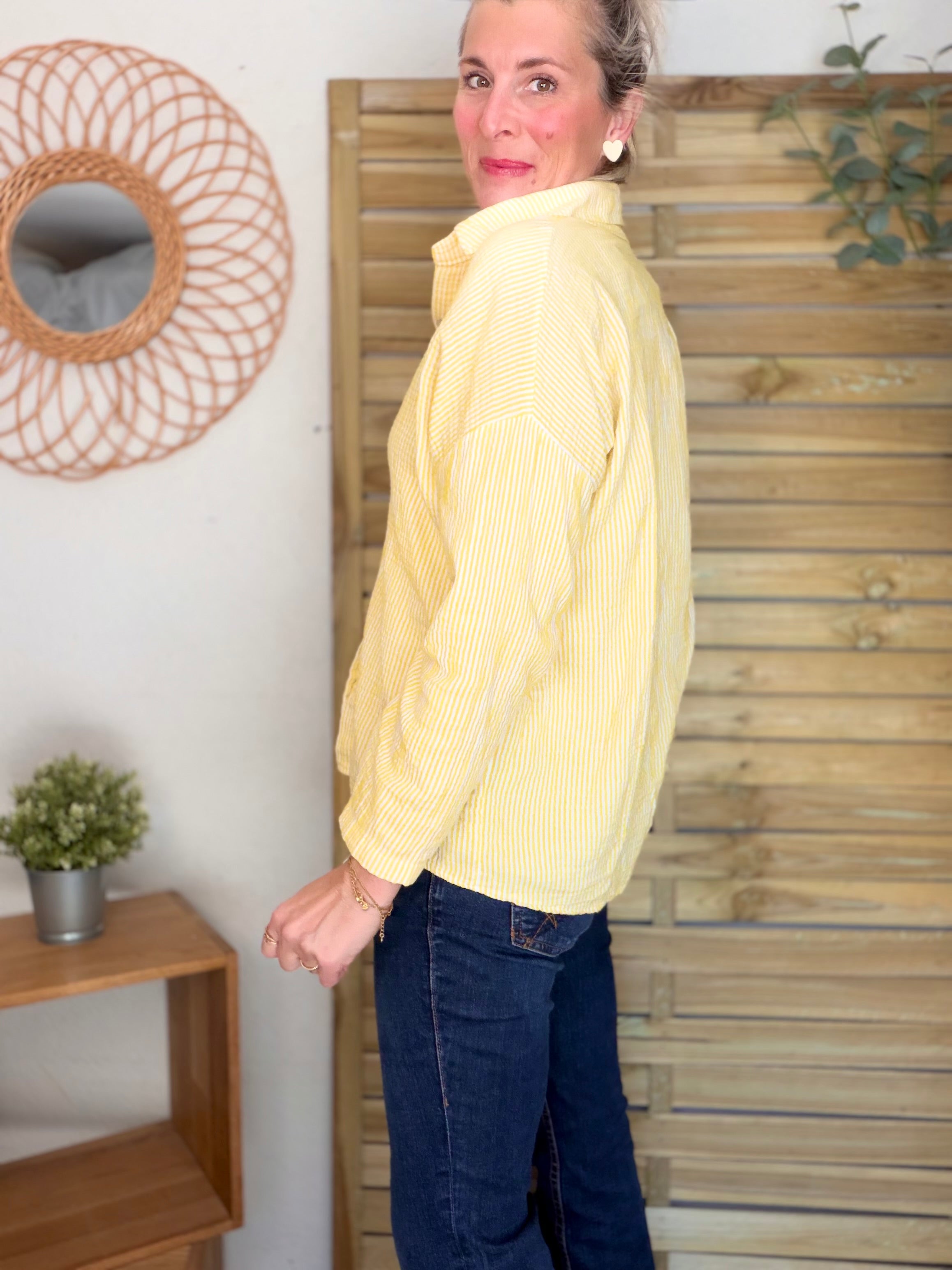 Chemise en gaze de coton brodé Dolce Vita LEÏLA Jaune