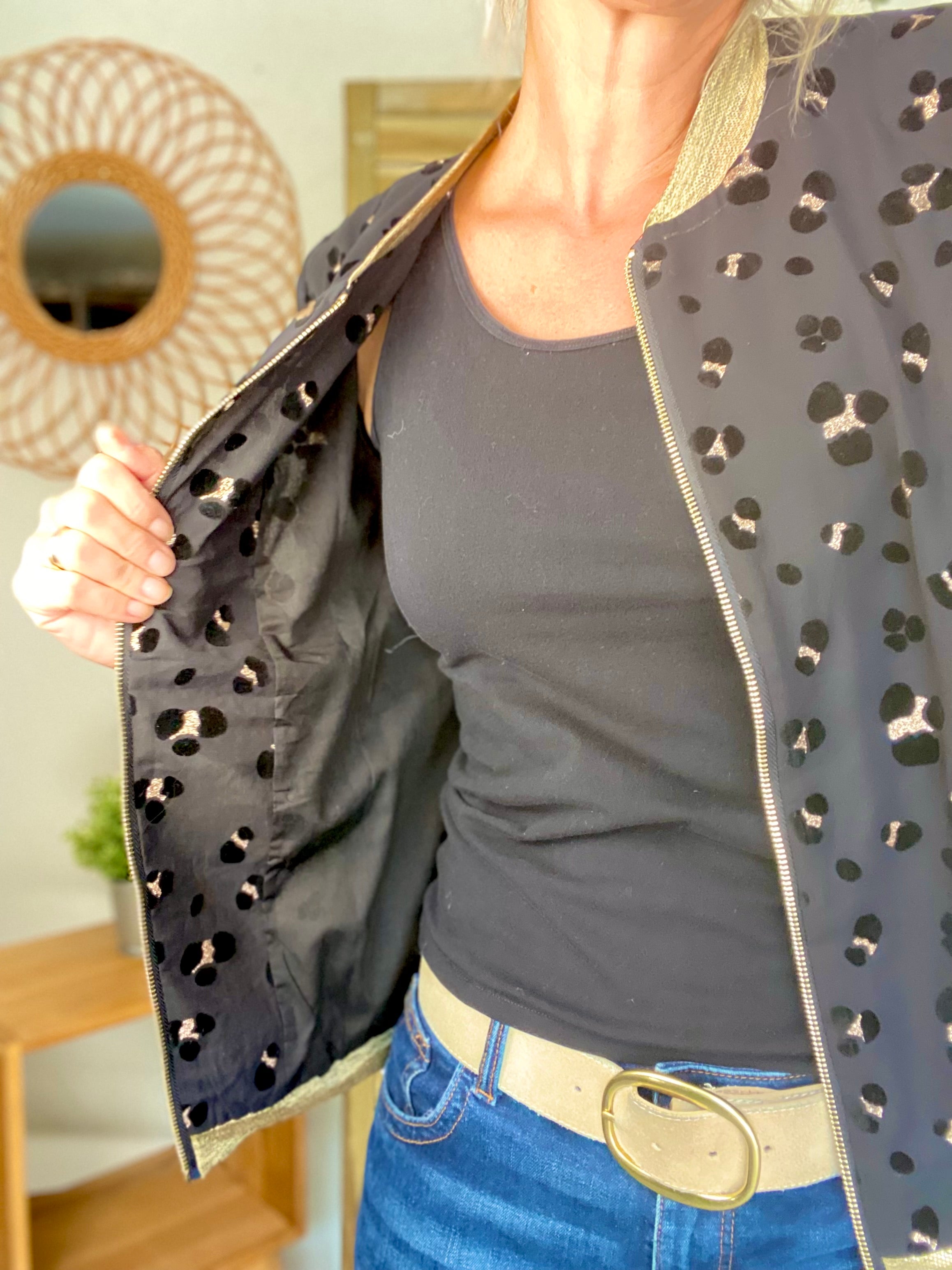 Veste bombers ALIZÉE - Noir doré Léo