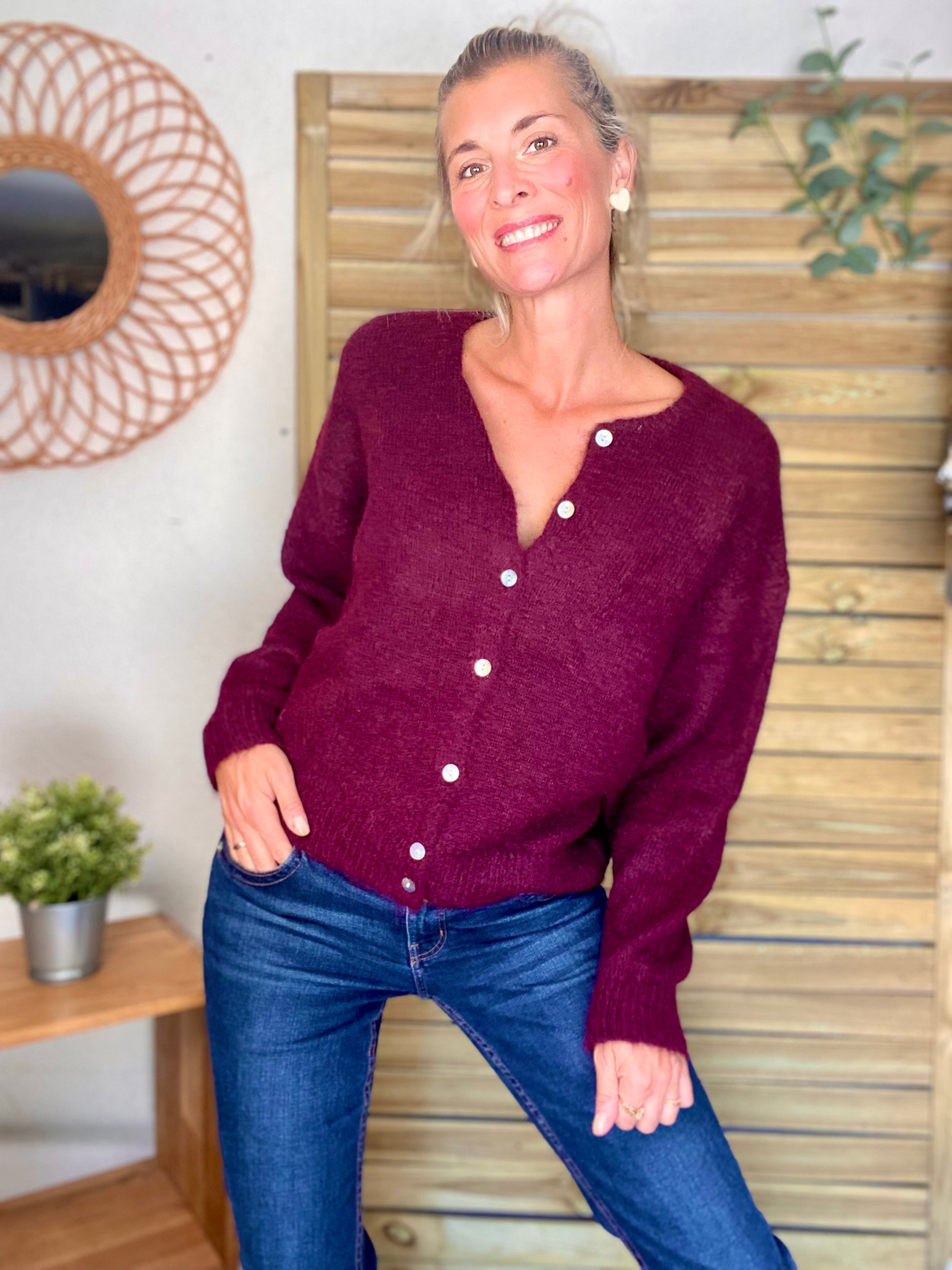 Gilet en maille SYDNEY - Bordeaux