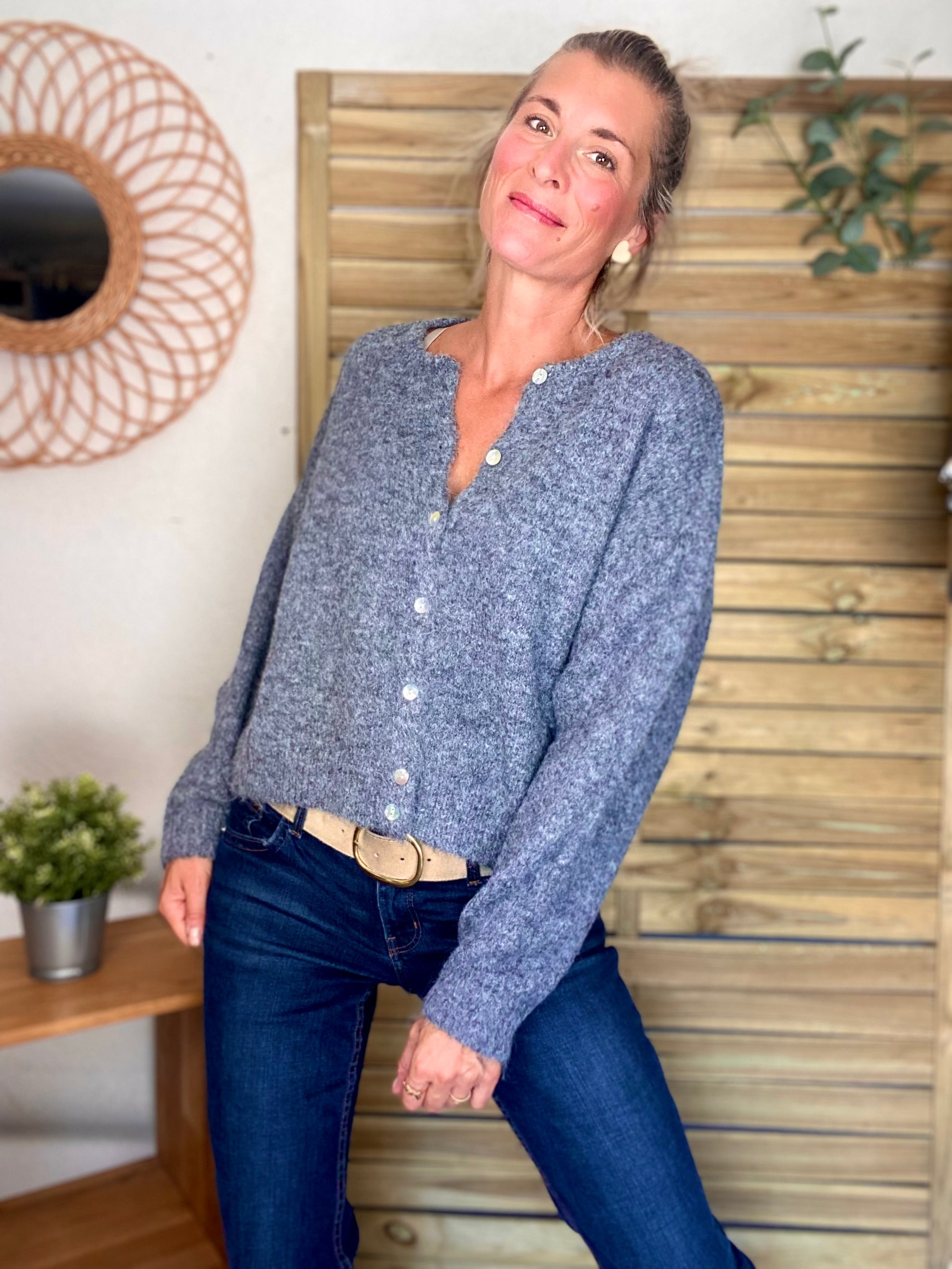 Gilet en maille SYDNEY - Gris chiné