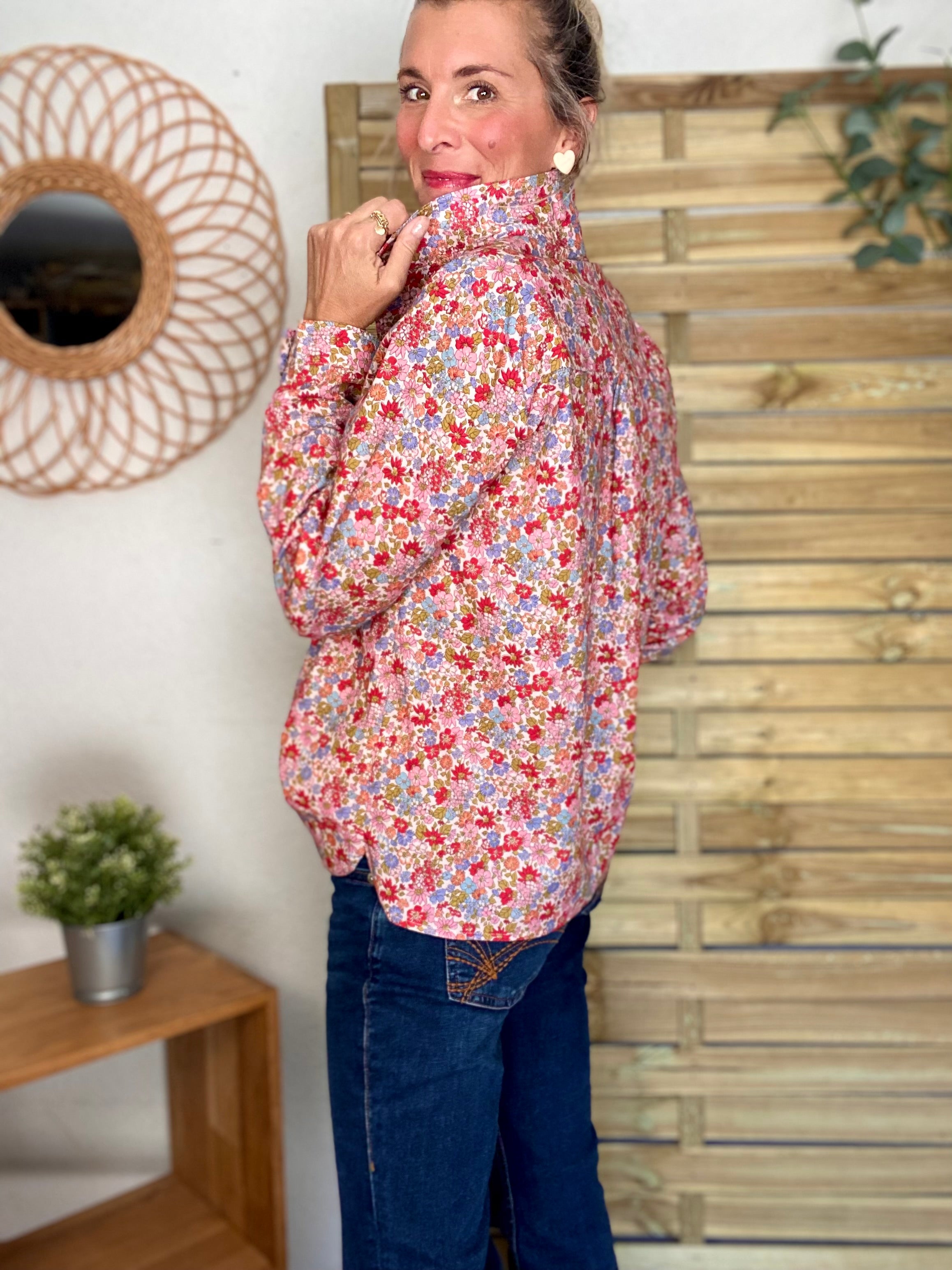 Chemise en coton imprimé Liberty 🌸 et coeur doré 💛 LISE