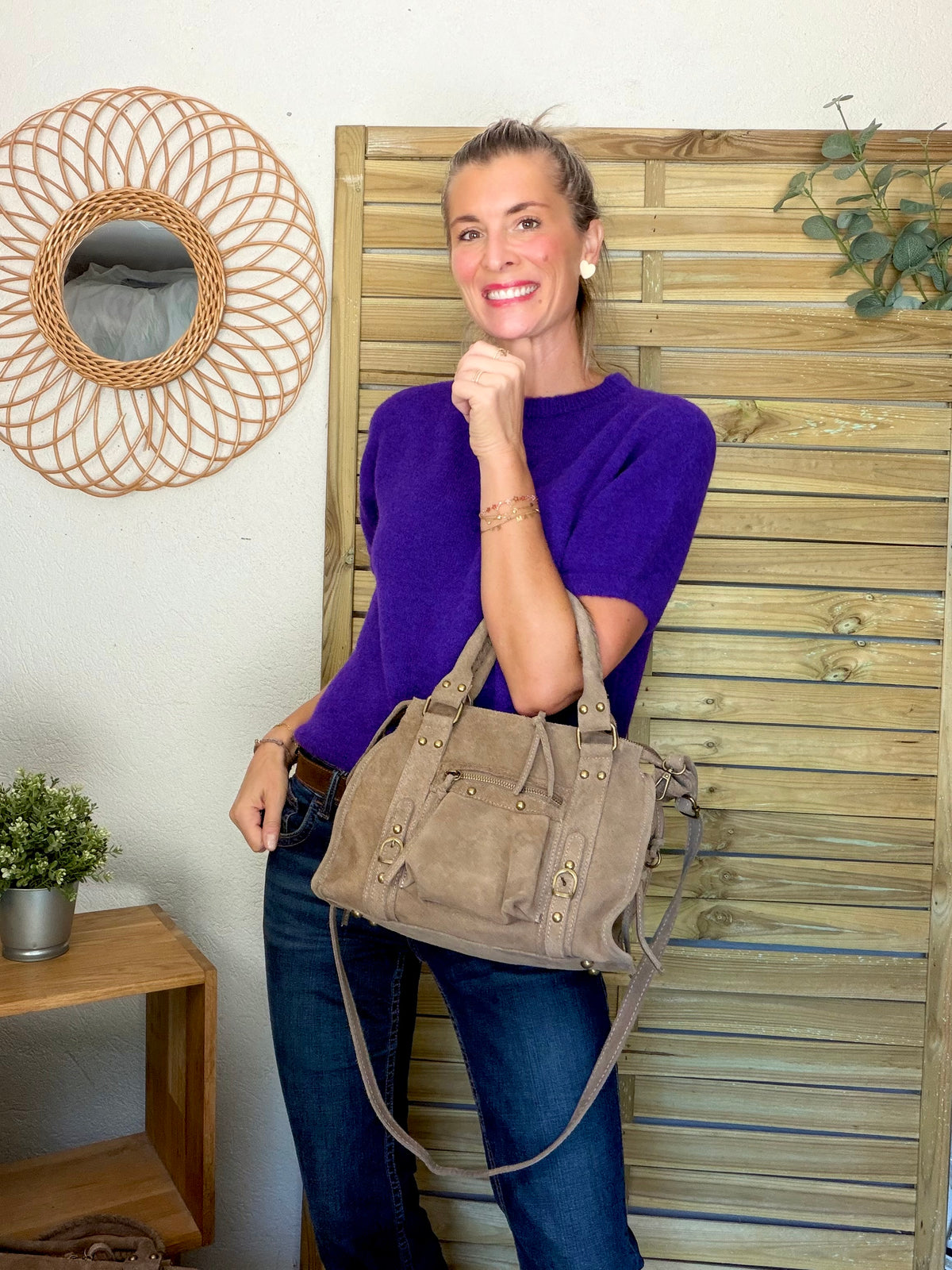 Pull laine et alpaga PEGGY - Violet