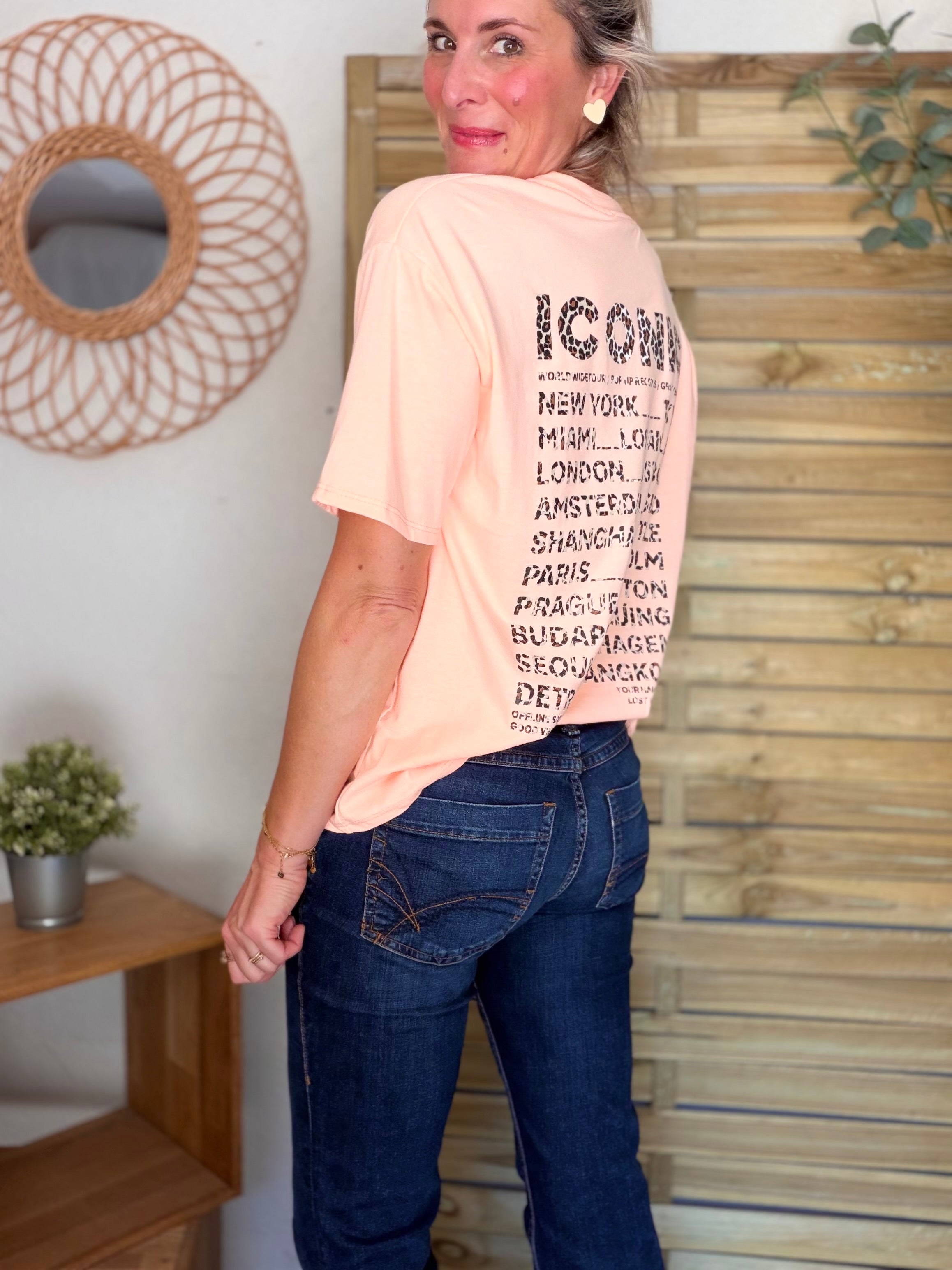Tee shirt ICONIC Léo LÉONA Saumon