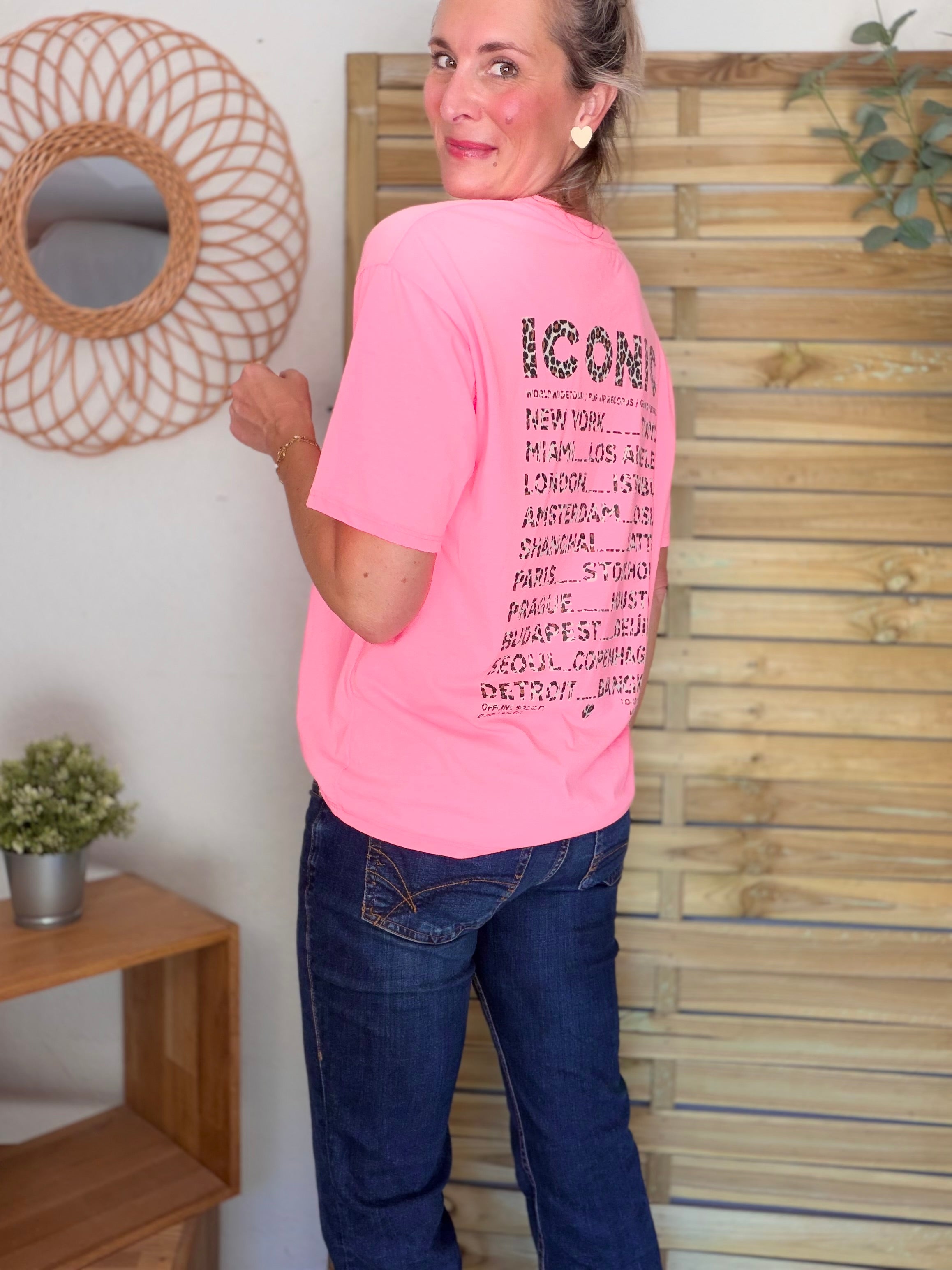Tee shirt ICONIC Léo LÉONA Rose fluo
