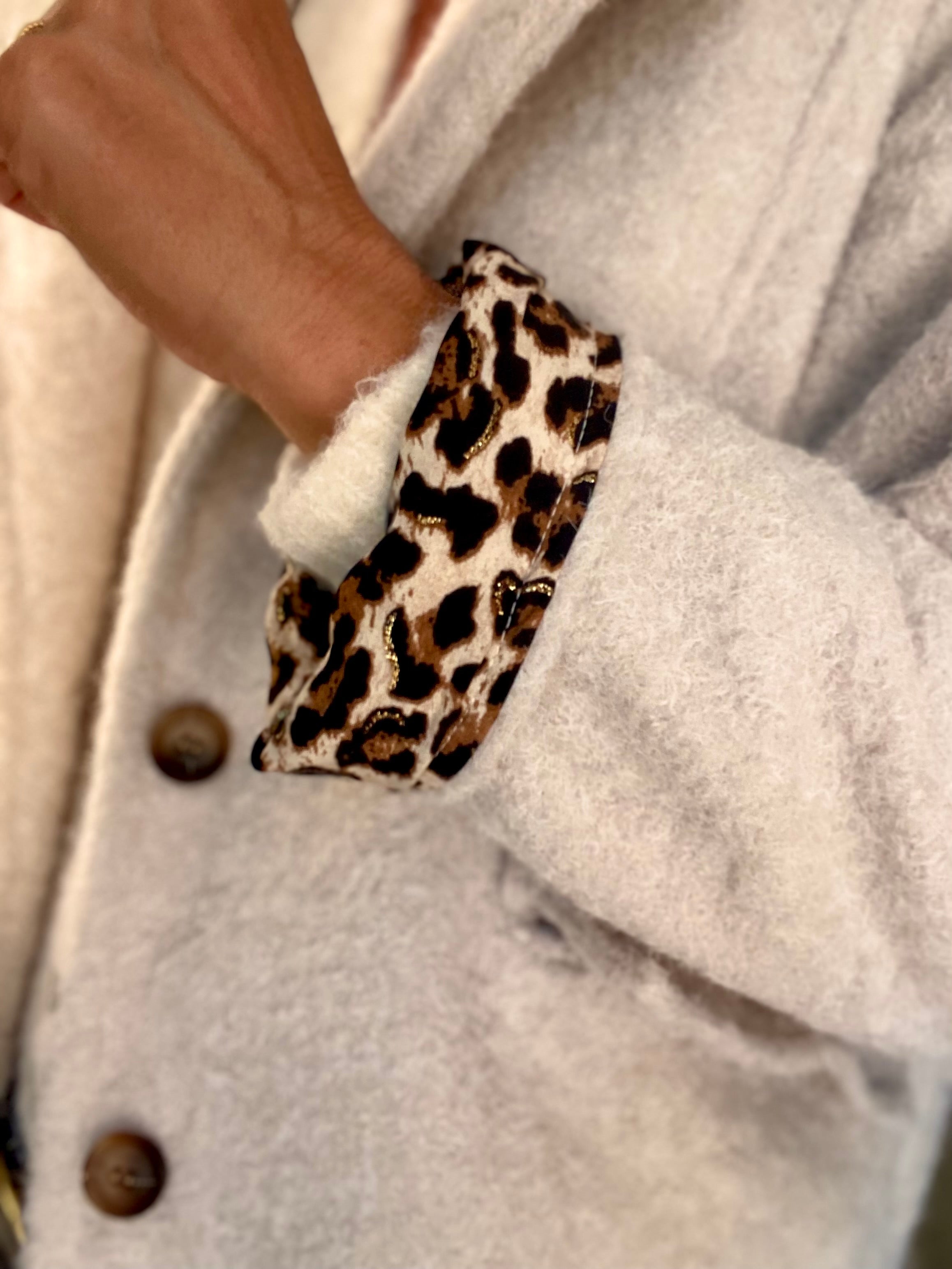 Manteau en laine EUGÉNIE avec détails Léo 🐆 - Crème