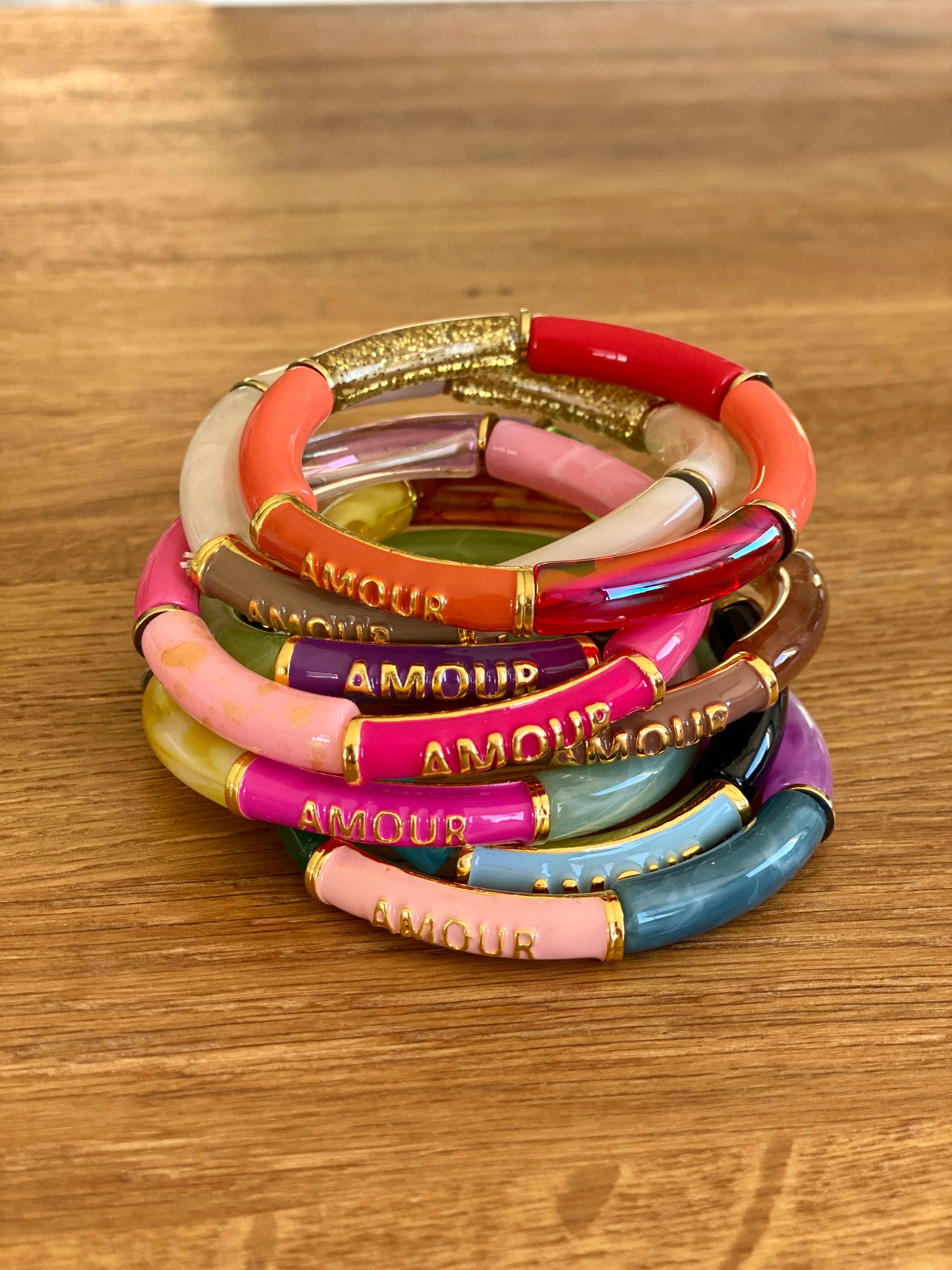 Bracelet élastique en résine multicolore Amour - ELLA