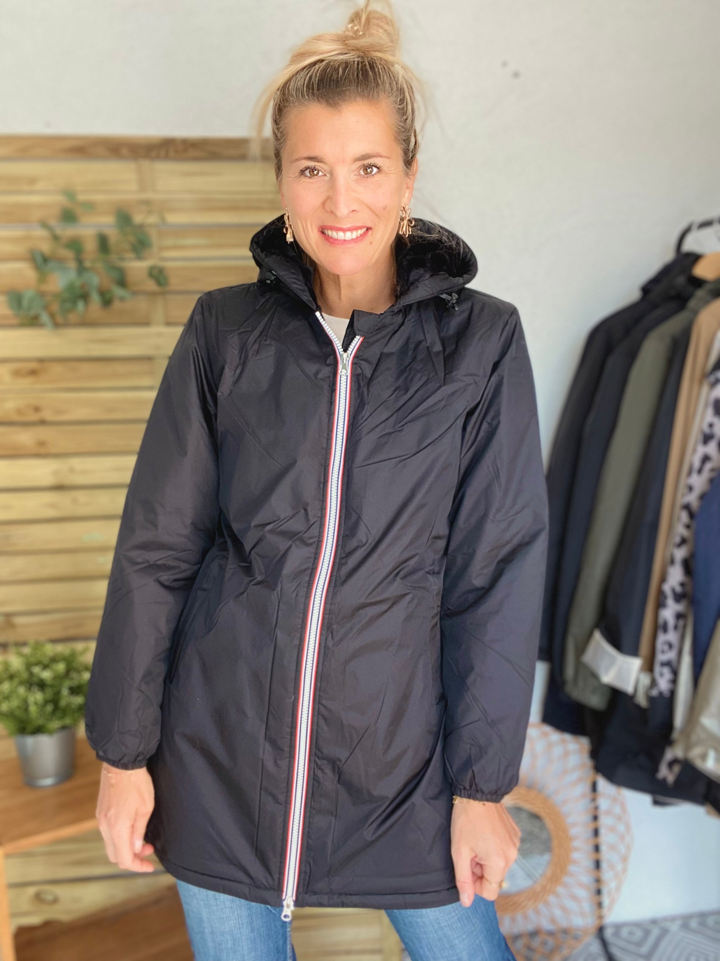 Parka Imperméable LOUISE LONG fourré - Noir - Laura Jo