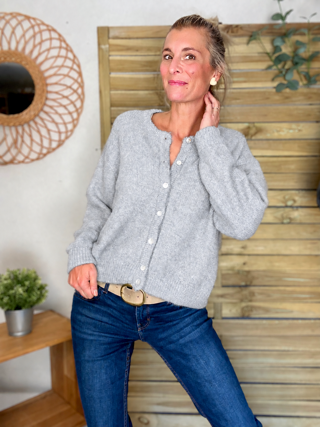 Gilet en maille MERYL - Gris chiné