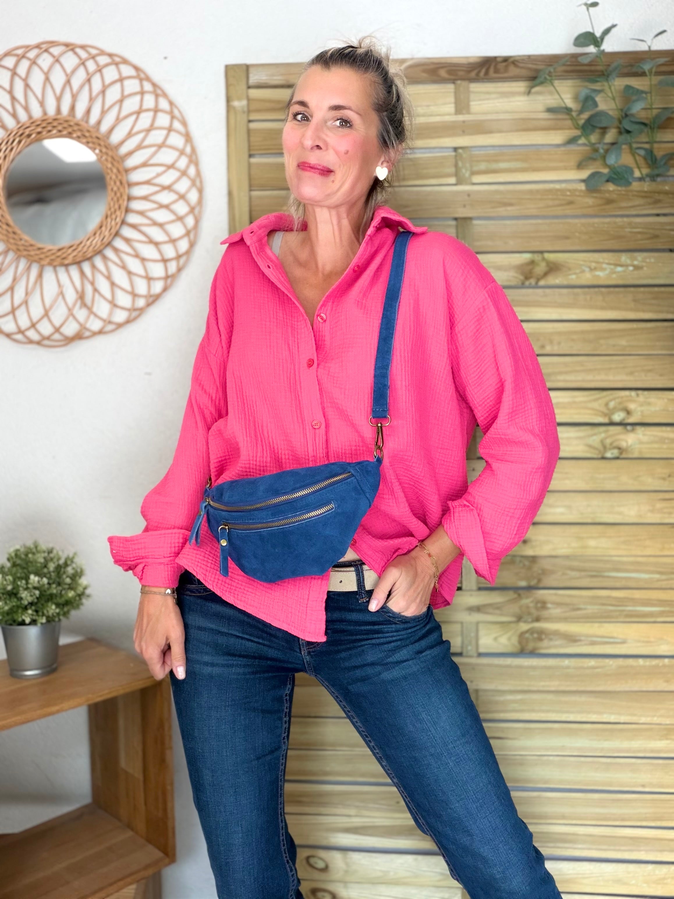Chemise en gaze de coton ICONIC - ALANIS Rose fuschia