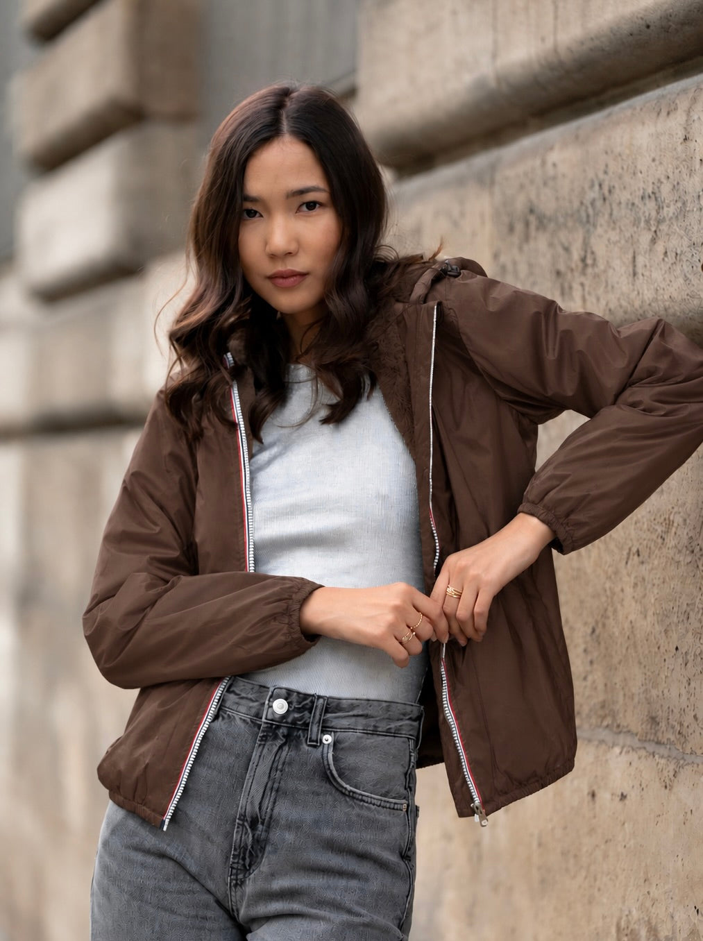 LAURA JO - Parka Imperméable LOUISE COURT fourré - Chocolat
