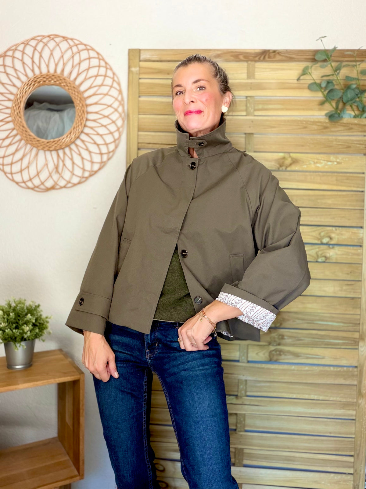 Veste Trench avec Liberty - MADELEINE Kaki