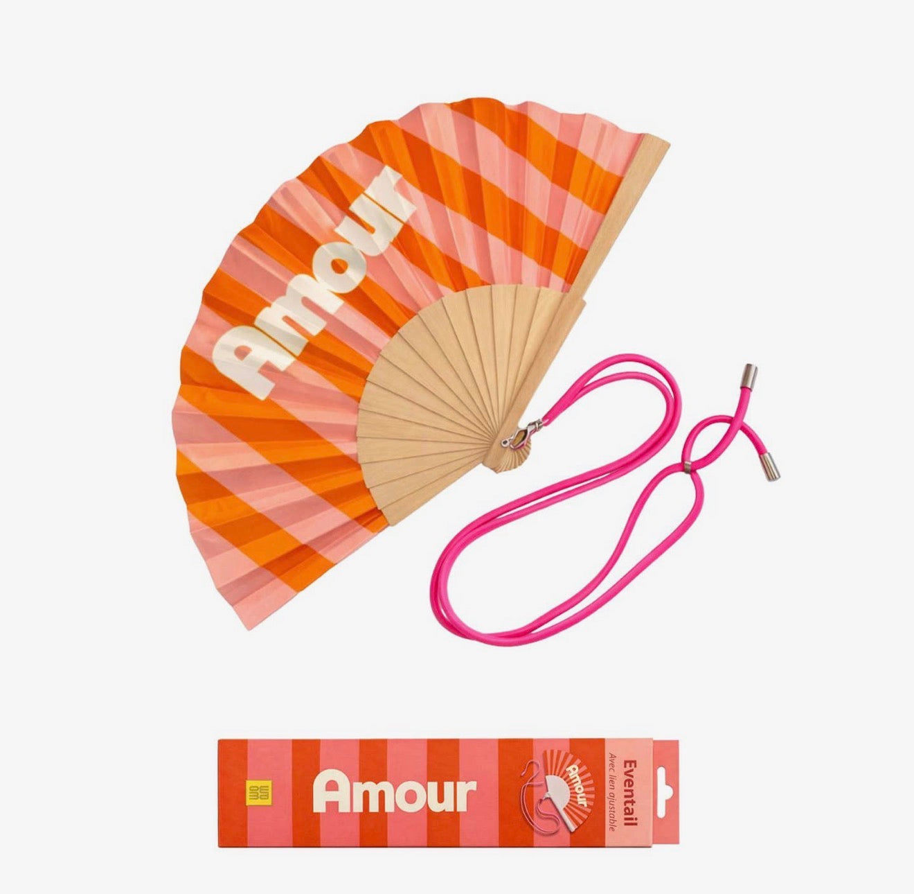 Éventail coloré à message avec bandoulière