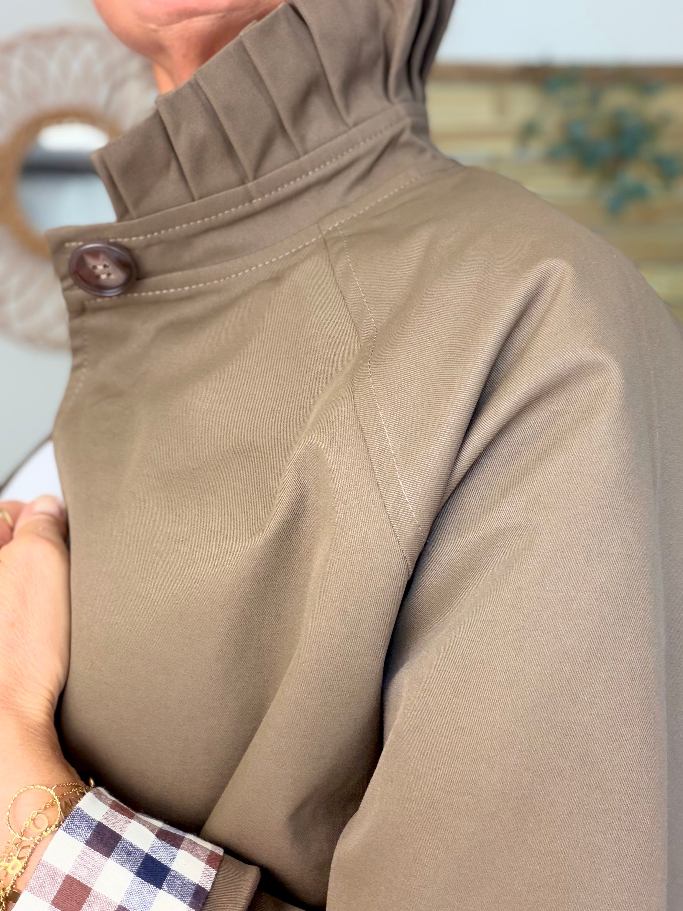 Veste Trench col victorien, revers carreaux - VICKY Café