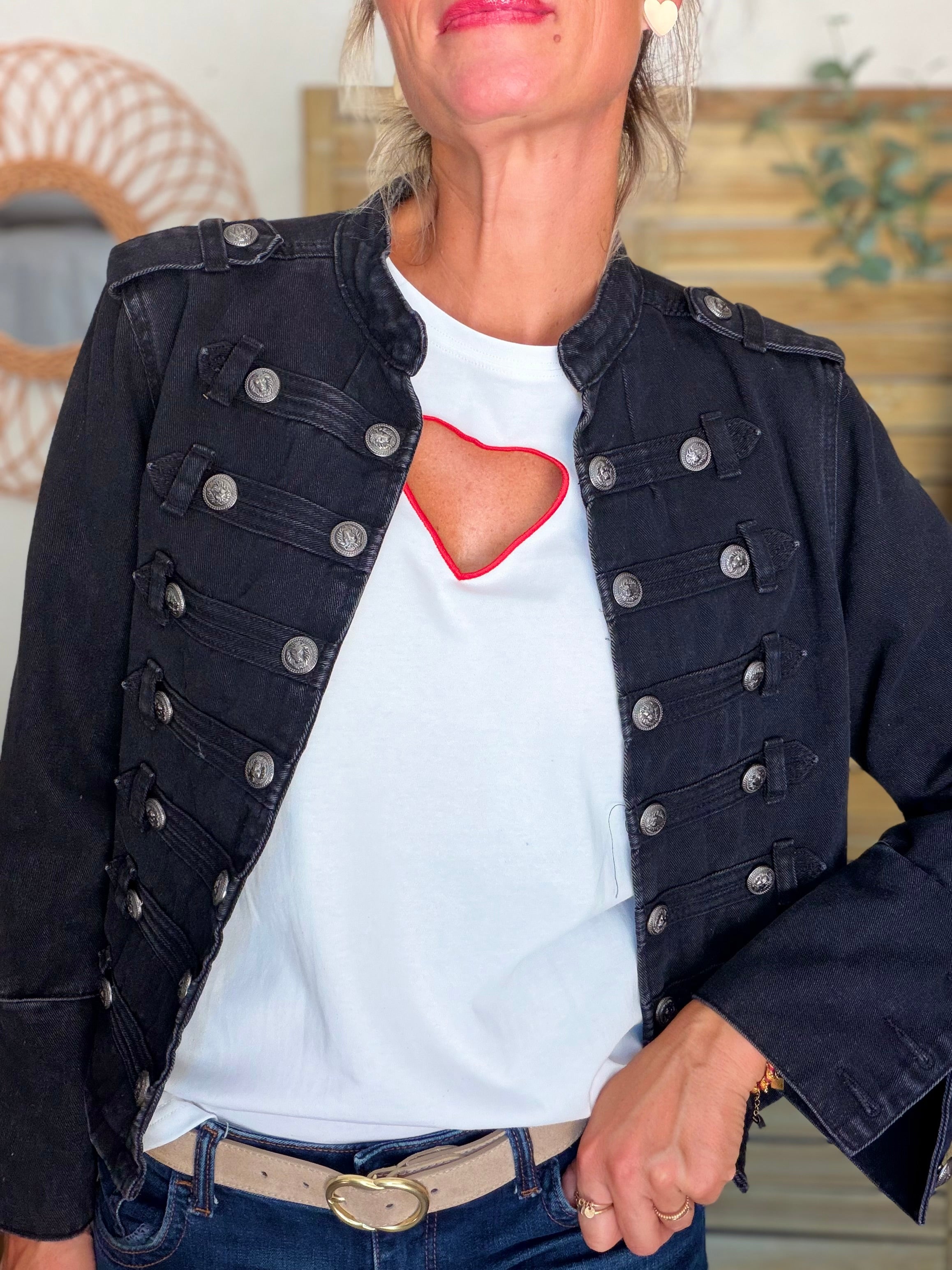 Tee shirt blanc Coeur ajouré SIXTINE