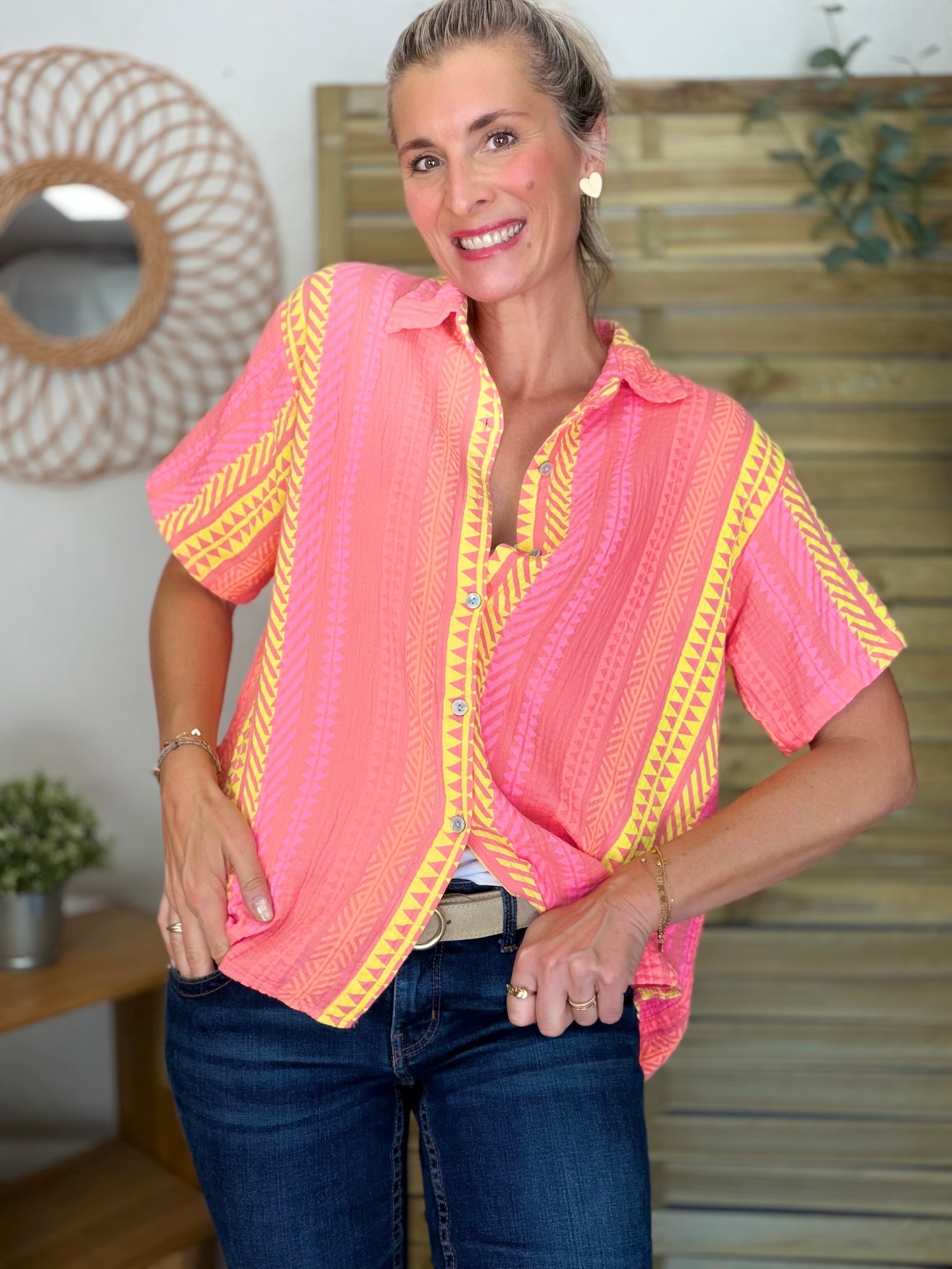 Chemise rayée en gaze de coton ROSIBEL