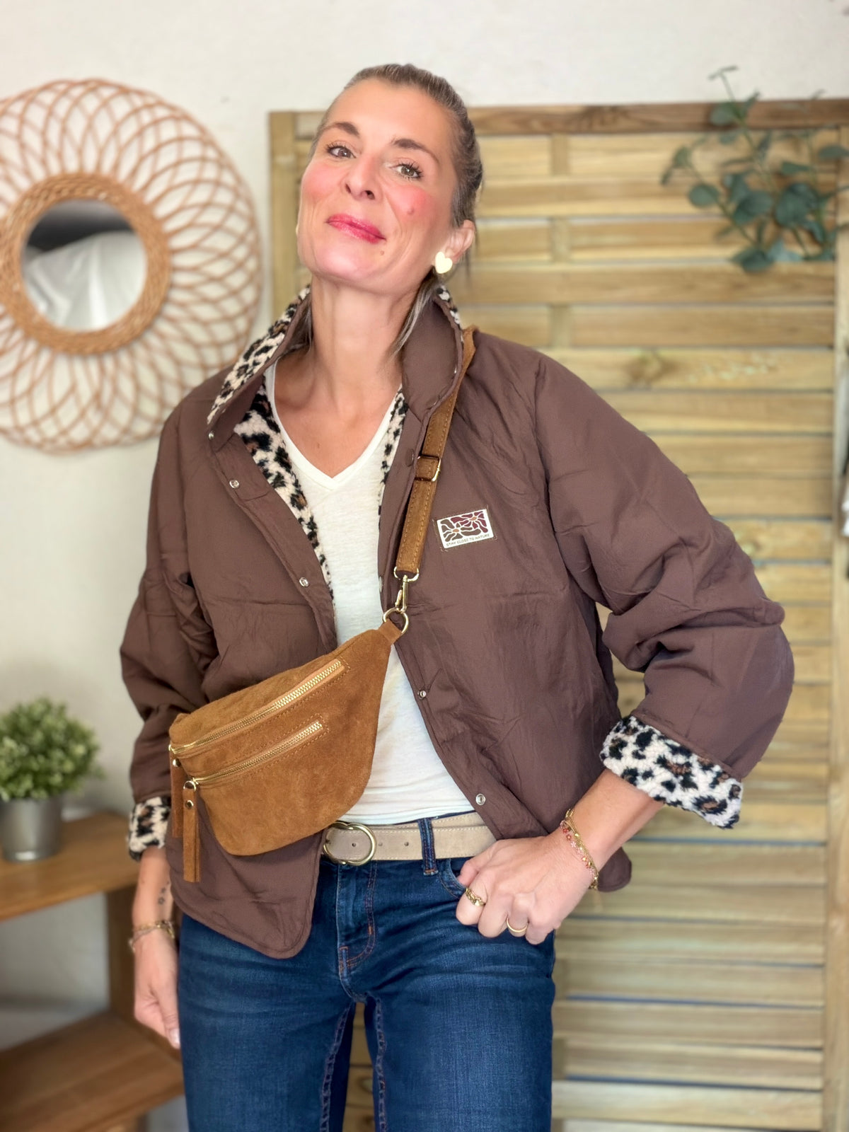 Veste matelassée réversible Sherpa AMÉLIE Choco / Léo