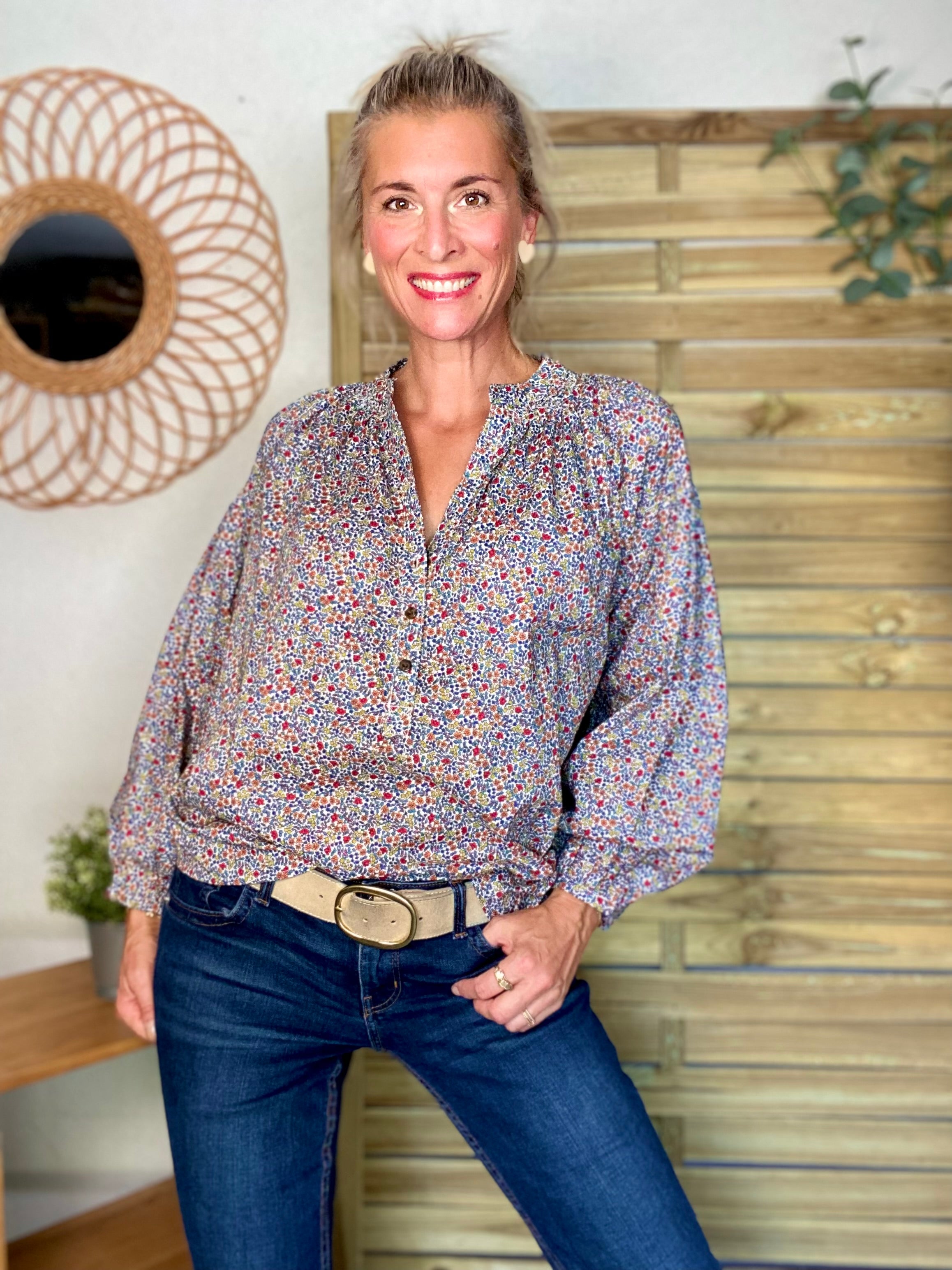 Blouse ample Liberty bleu EDWIGE