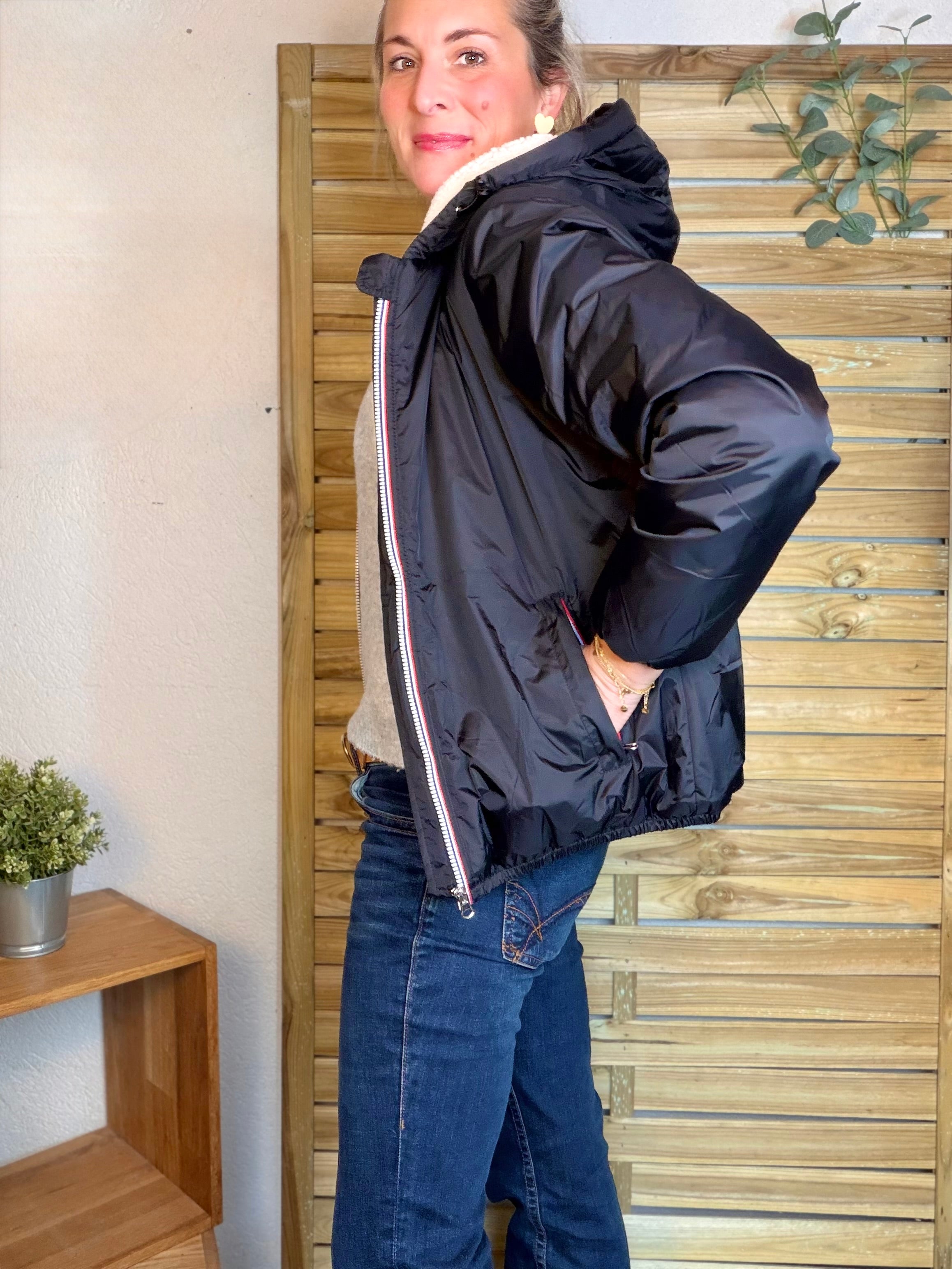 Parka Imperméable LOUISE COURT sherpa - Noir - LAURA JO