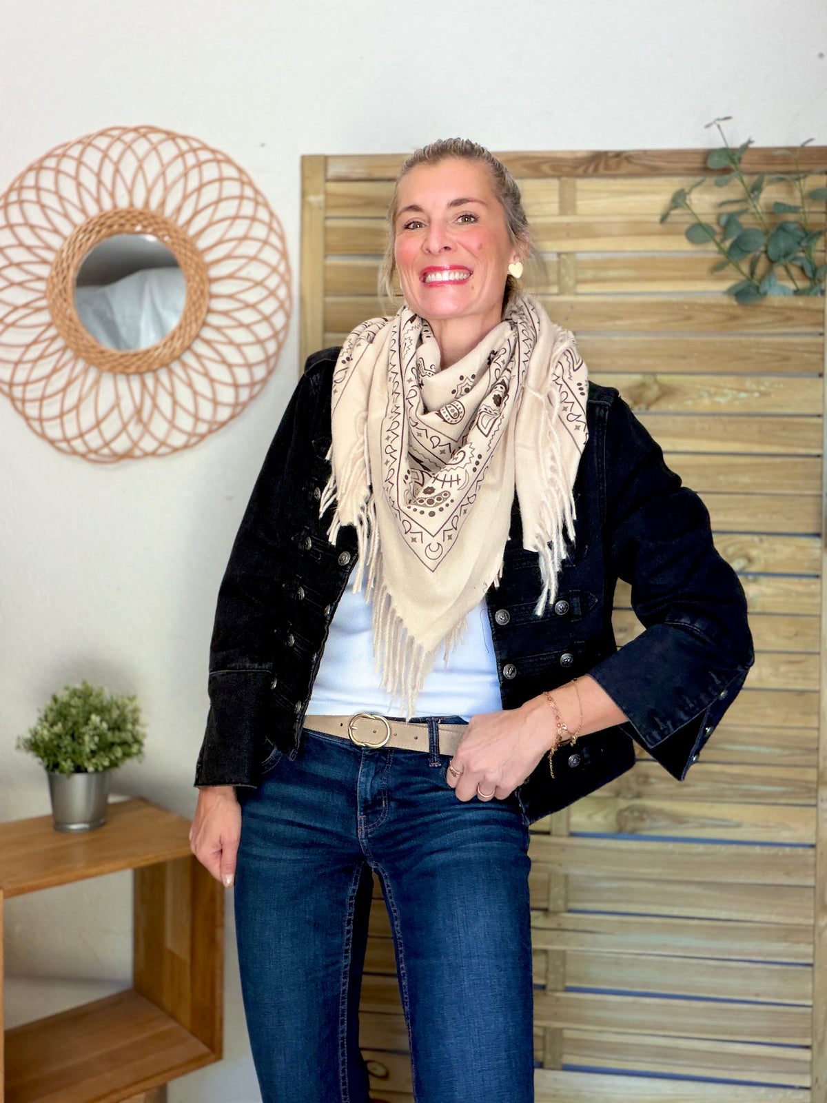 Écharpe Bandana Beige