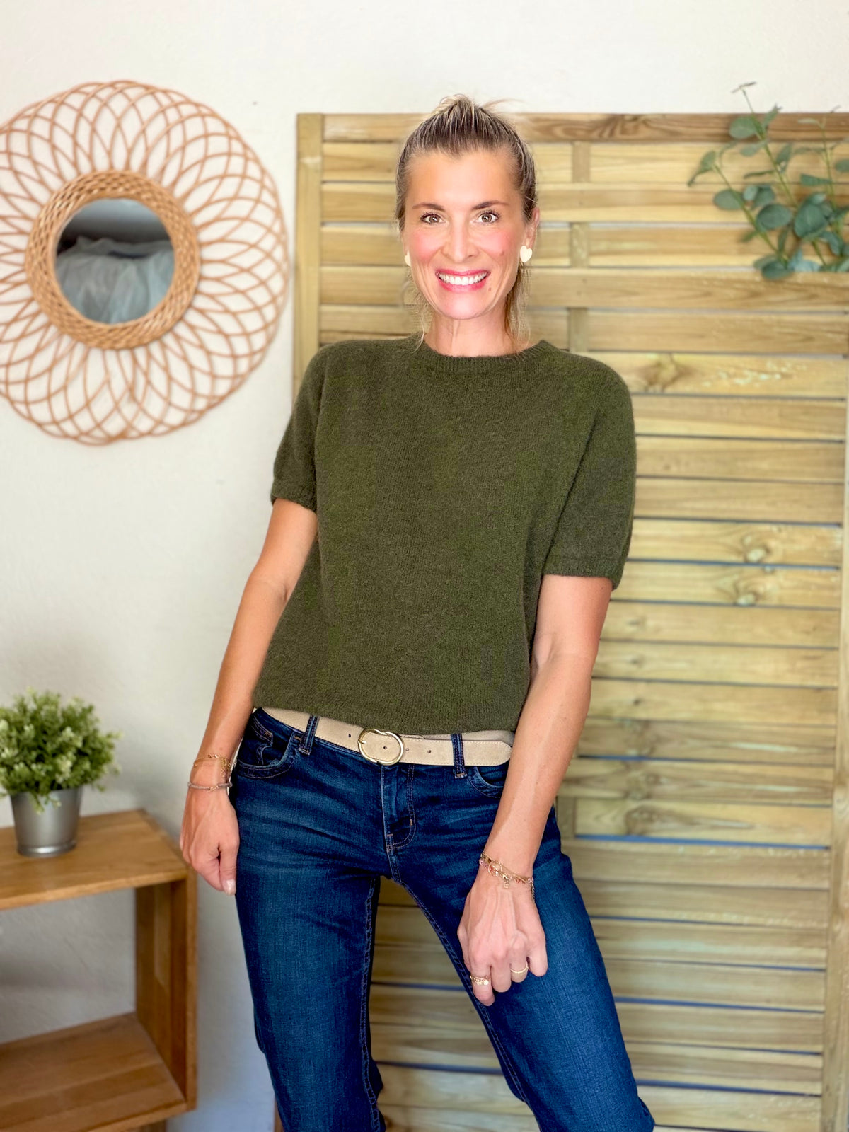 Pull laine et alpaga PEGGY - Kaki
