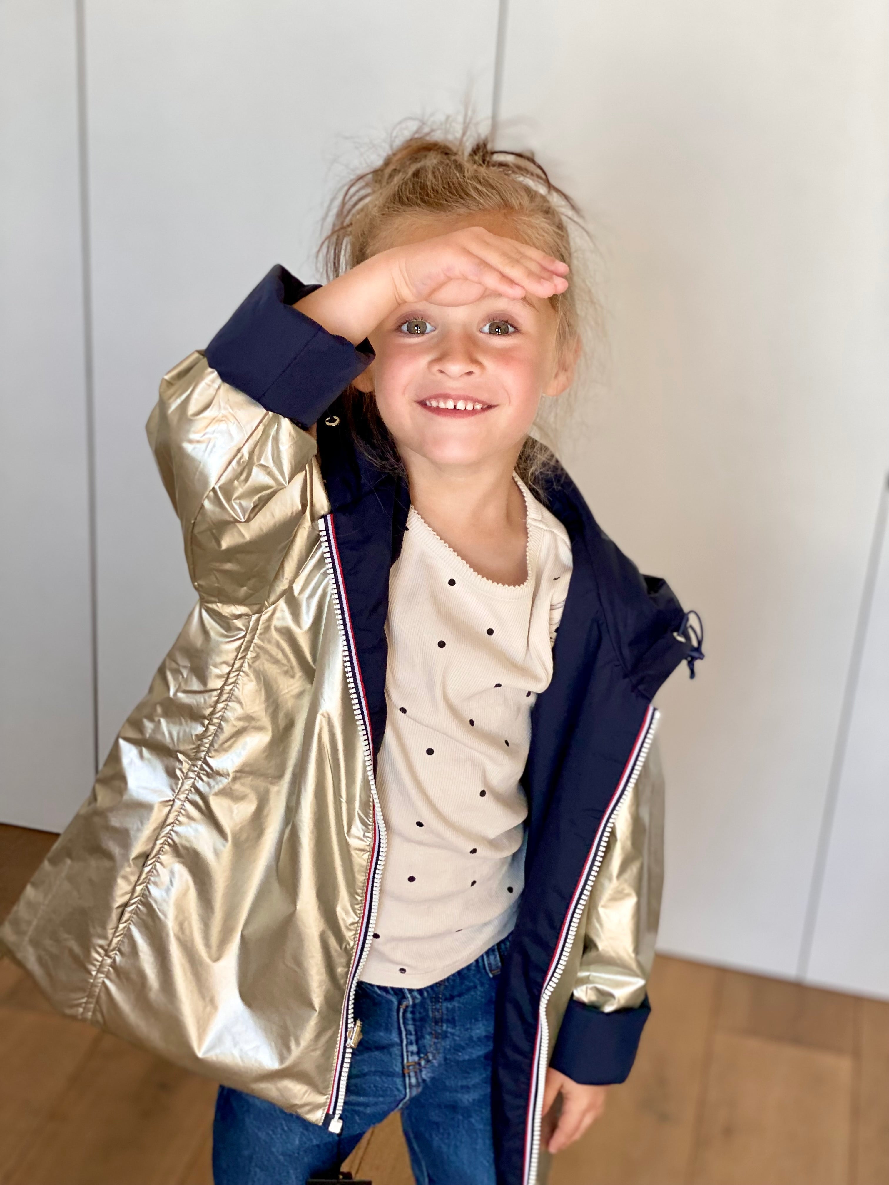 *** PROMO - Taille 10 ans (XXS) Imperméable réversible rembourré LOUISON KIDS enfant (mixte) - Marine / Doré