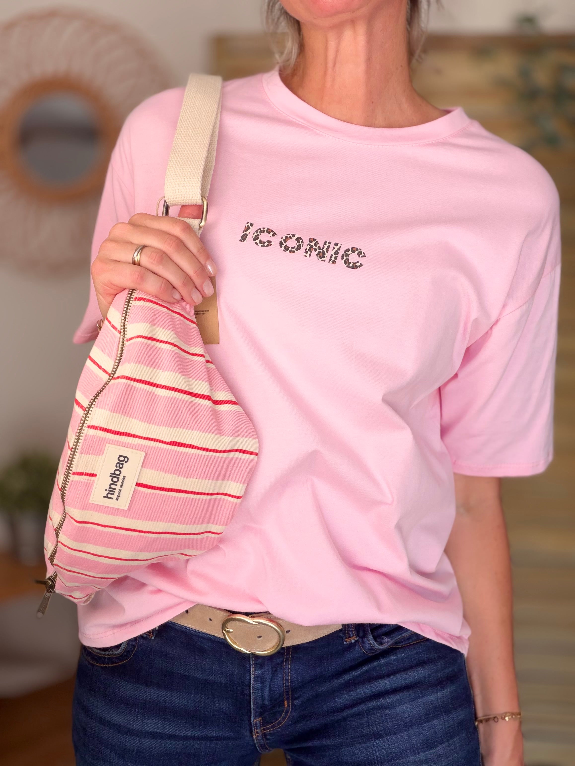 HINDBAG OLIVIA - Sac banane Rayures roses et rouges