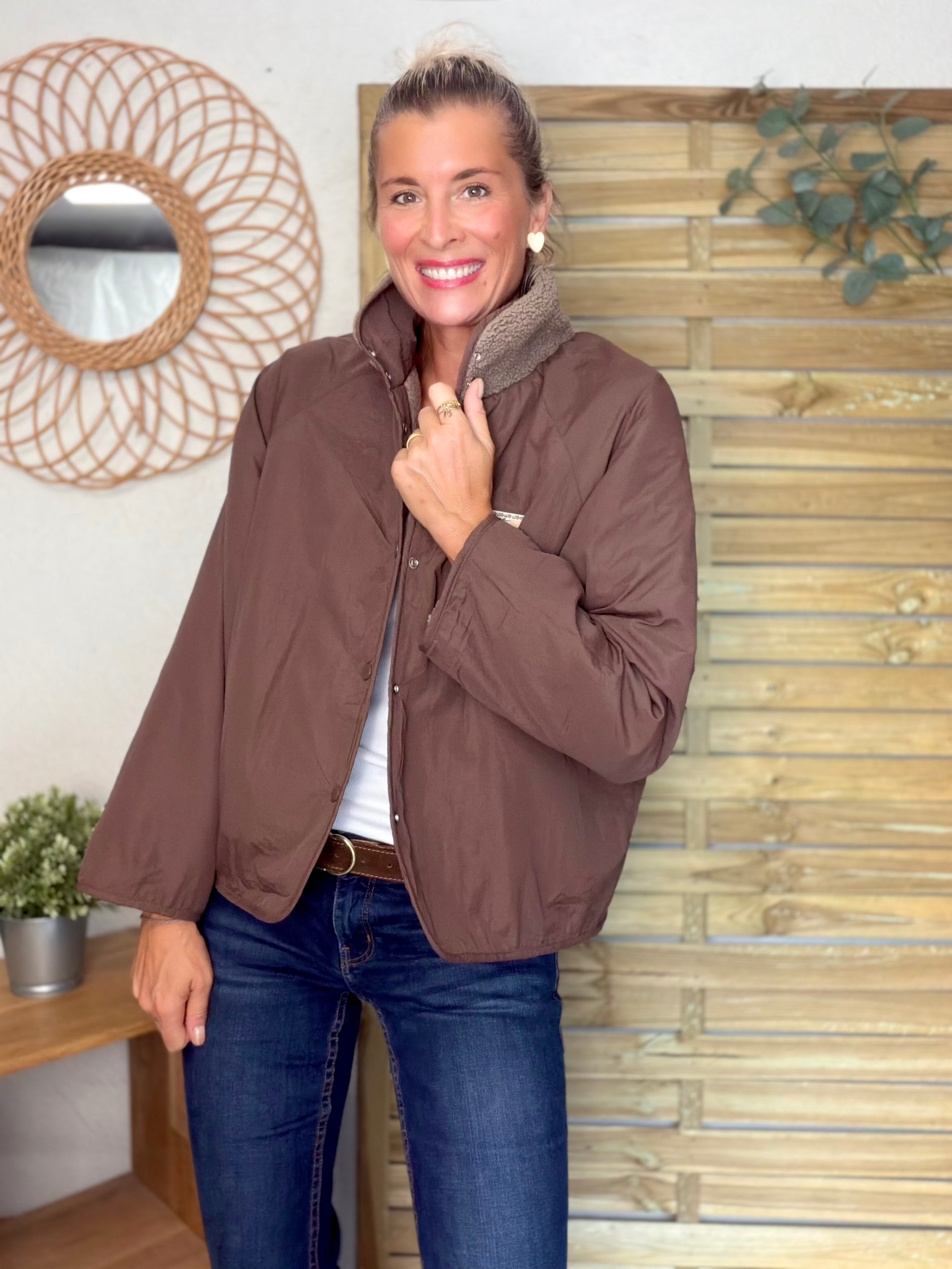 Veste matelassée réversible Sherpa AMÉLIE Chocolat