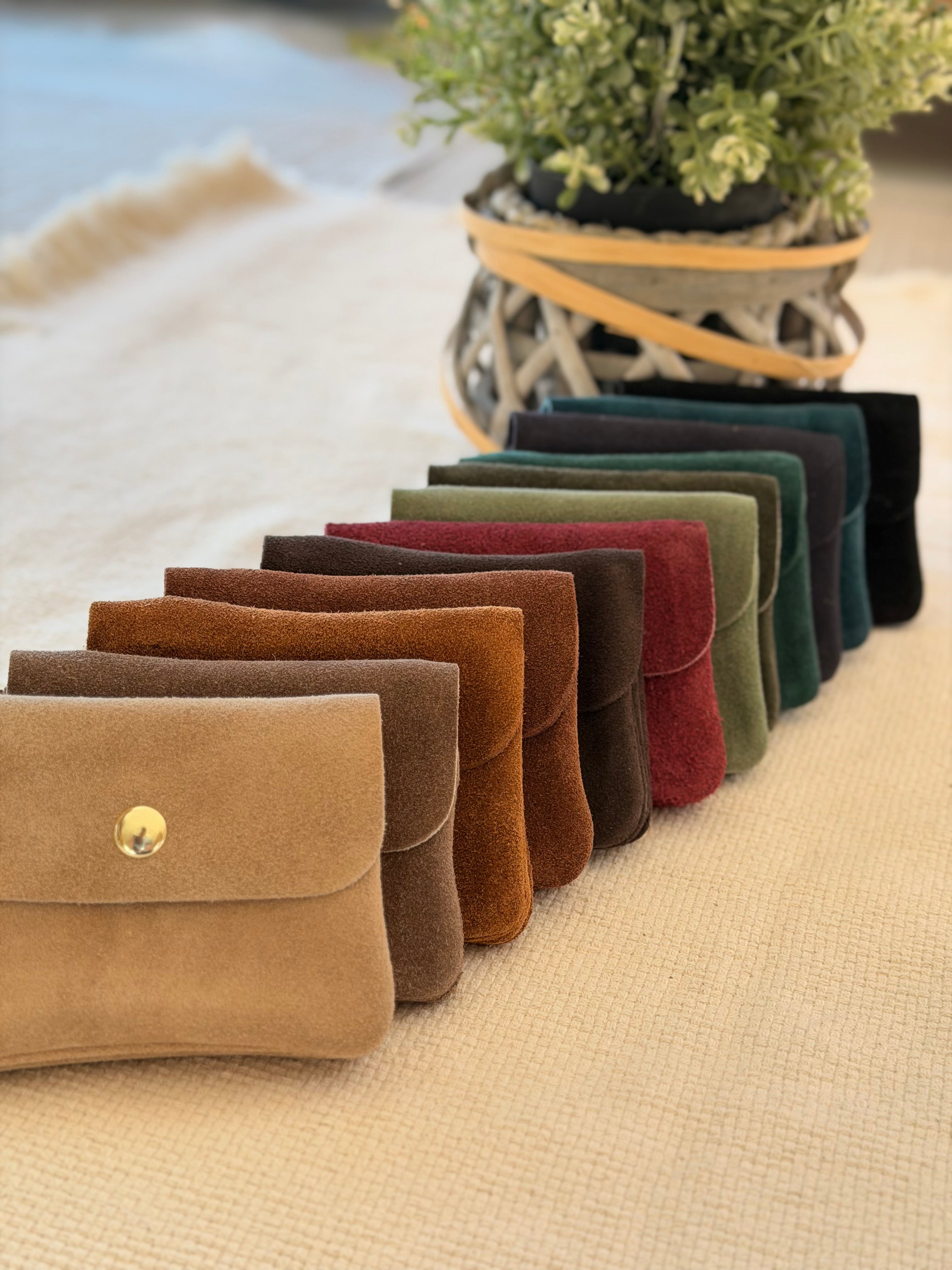 Porte monnaie / porte carte en cuir daim ACHILLE