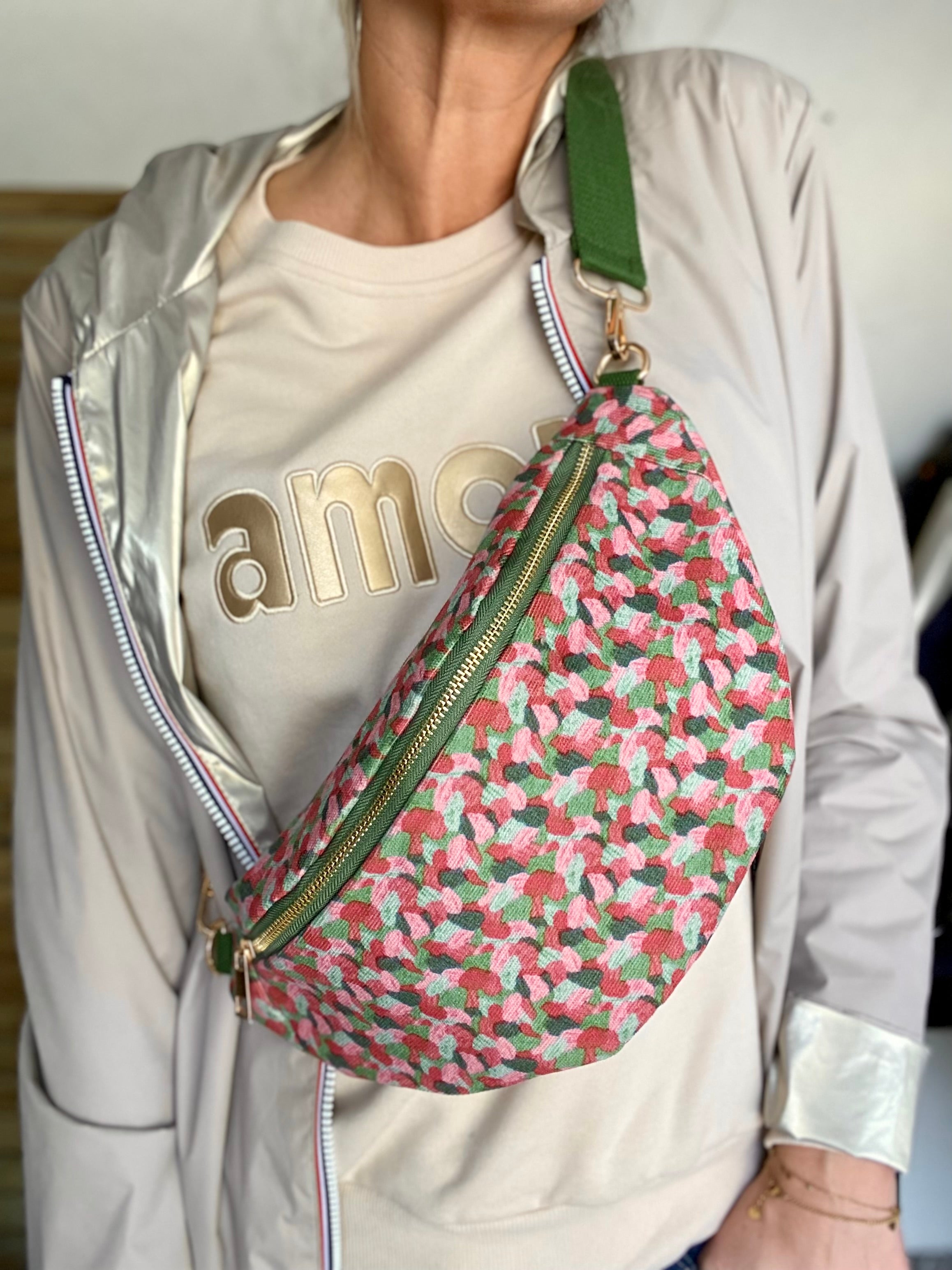 Sac banane XL velours Ciao Boum - IVY - Camaïeu Rose - FIN DE SÉRIE