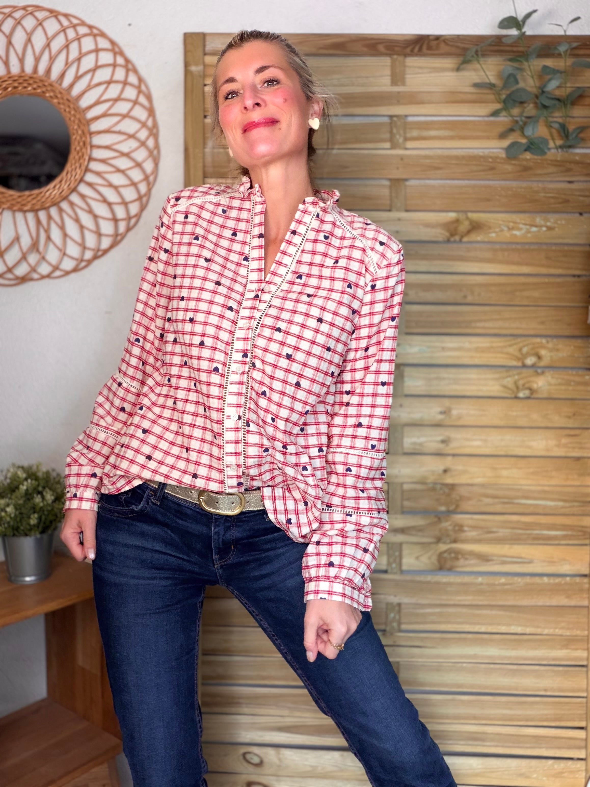 ⚡️ARRIVAGE - Blouse à carreaux et cœurs 💙 LYA rouge
