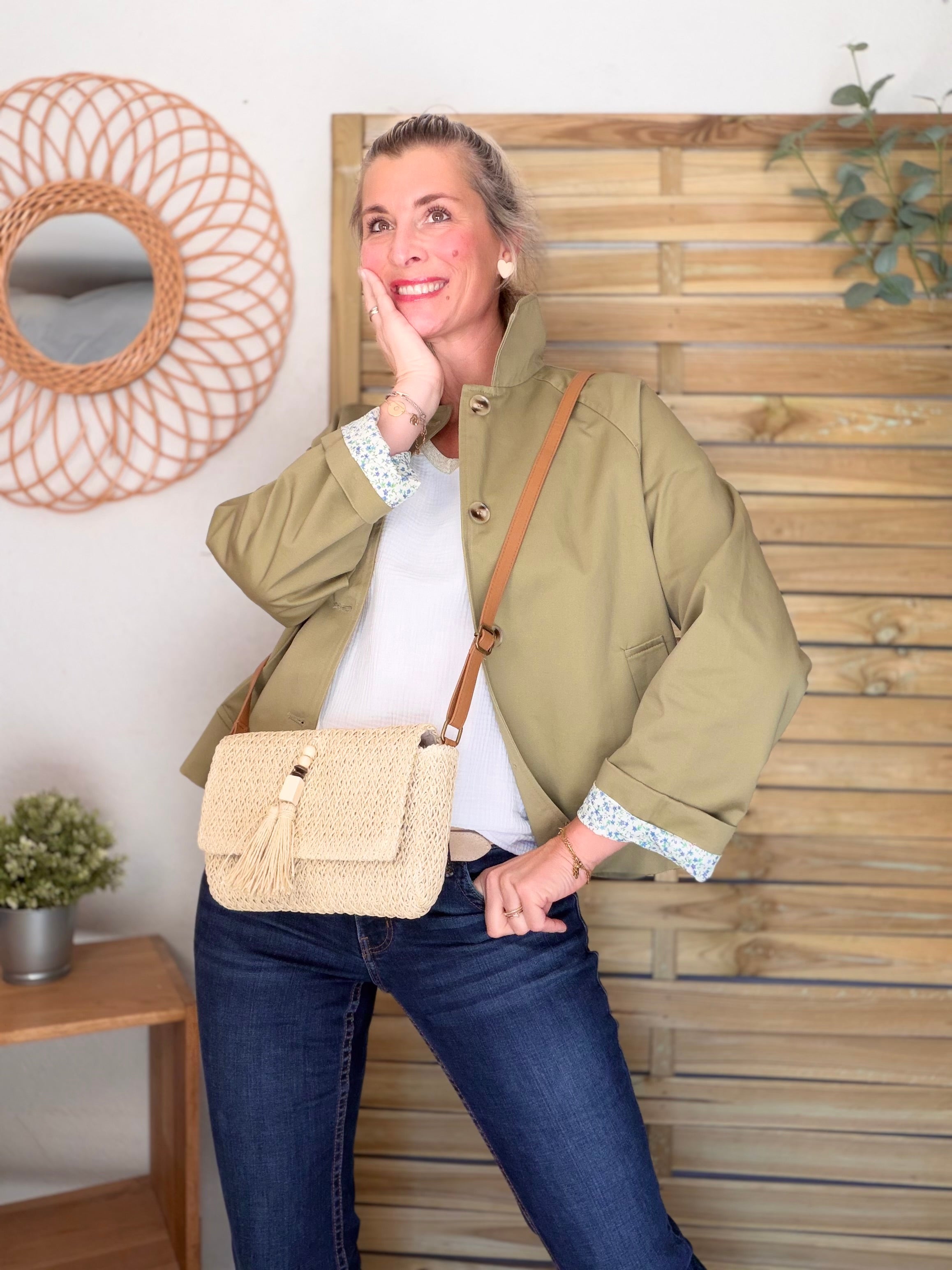 Sac à main en raphia ISORA Beige
