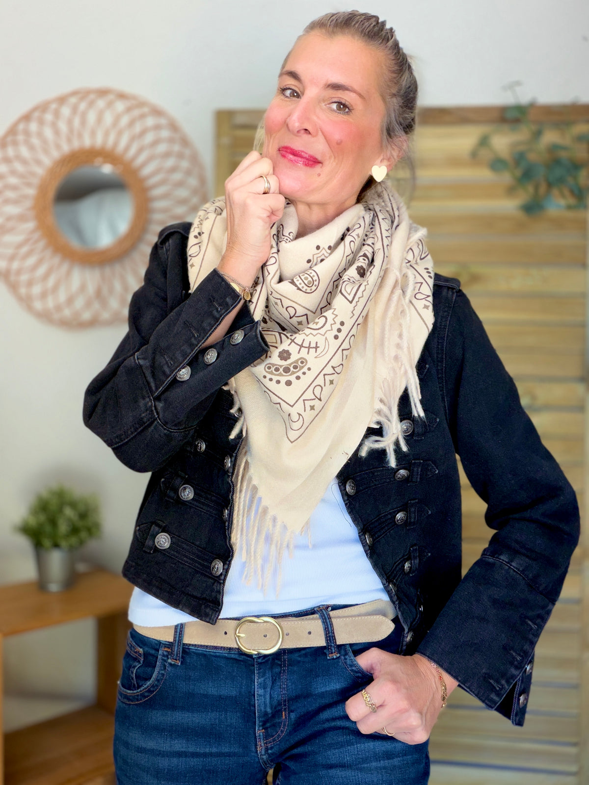 Écharpe Bandana Beige