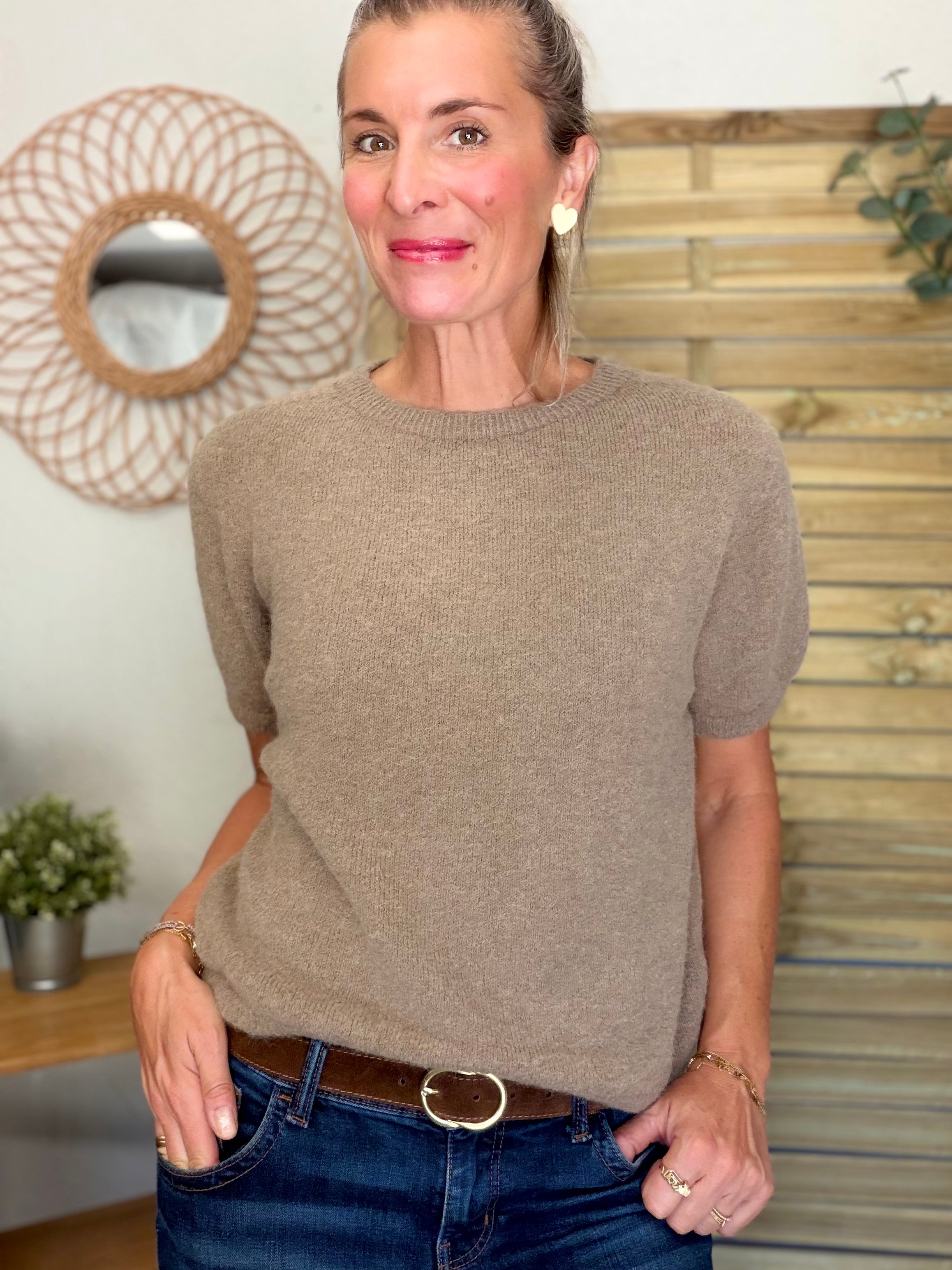 Pull laine et alpaga PEGGY - Taupe