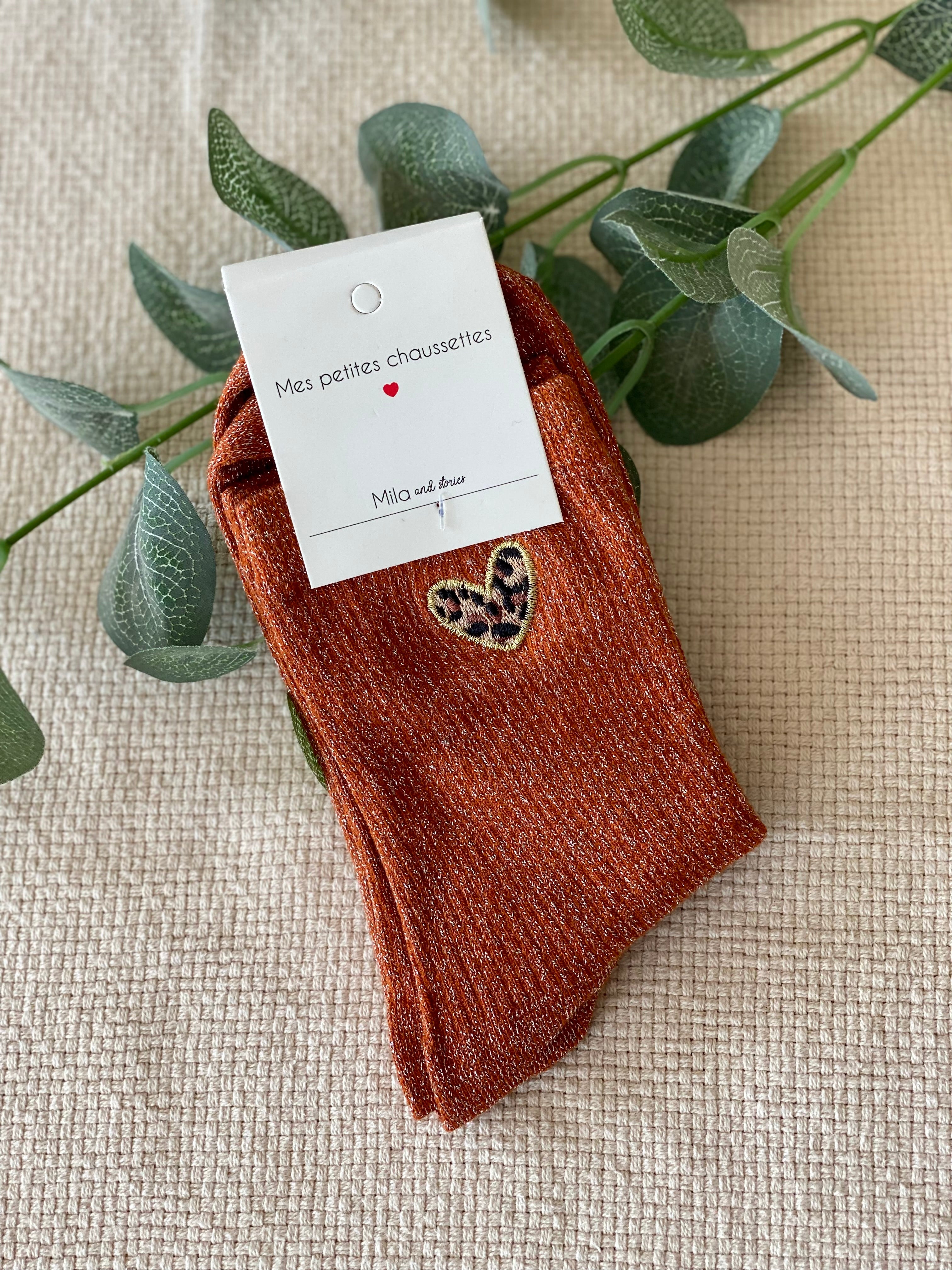 Chaussettes scintillantes glitter ZORA - Coeur Léo 🐆