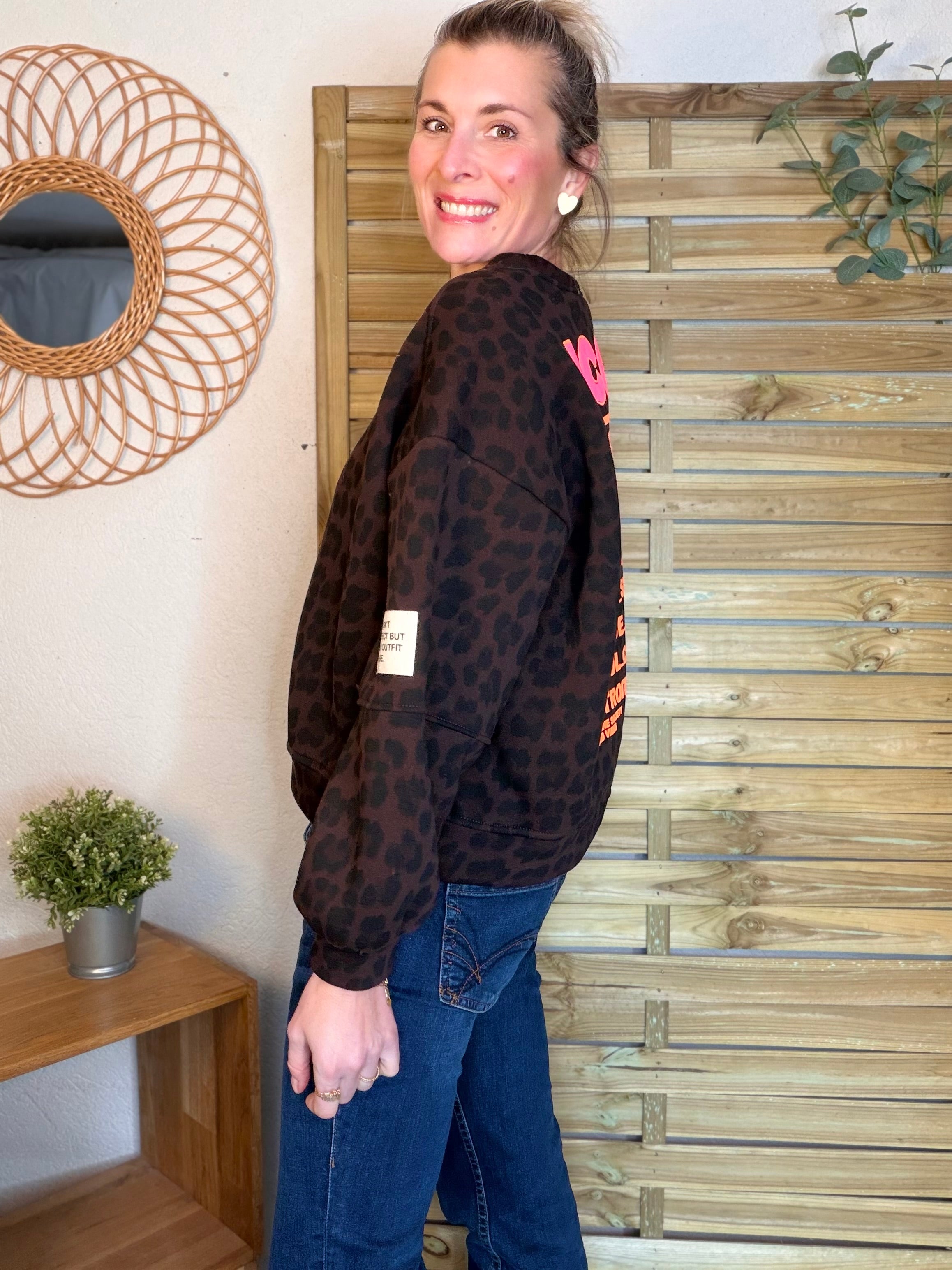 Sweat molleton imprimé Léo choco ICONIC 🐆 MANON