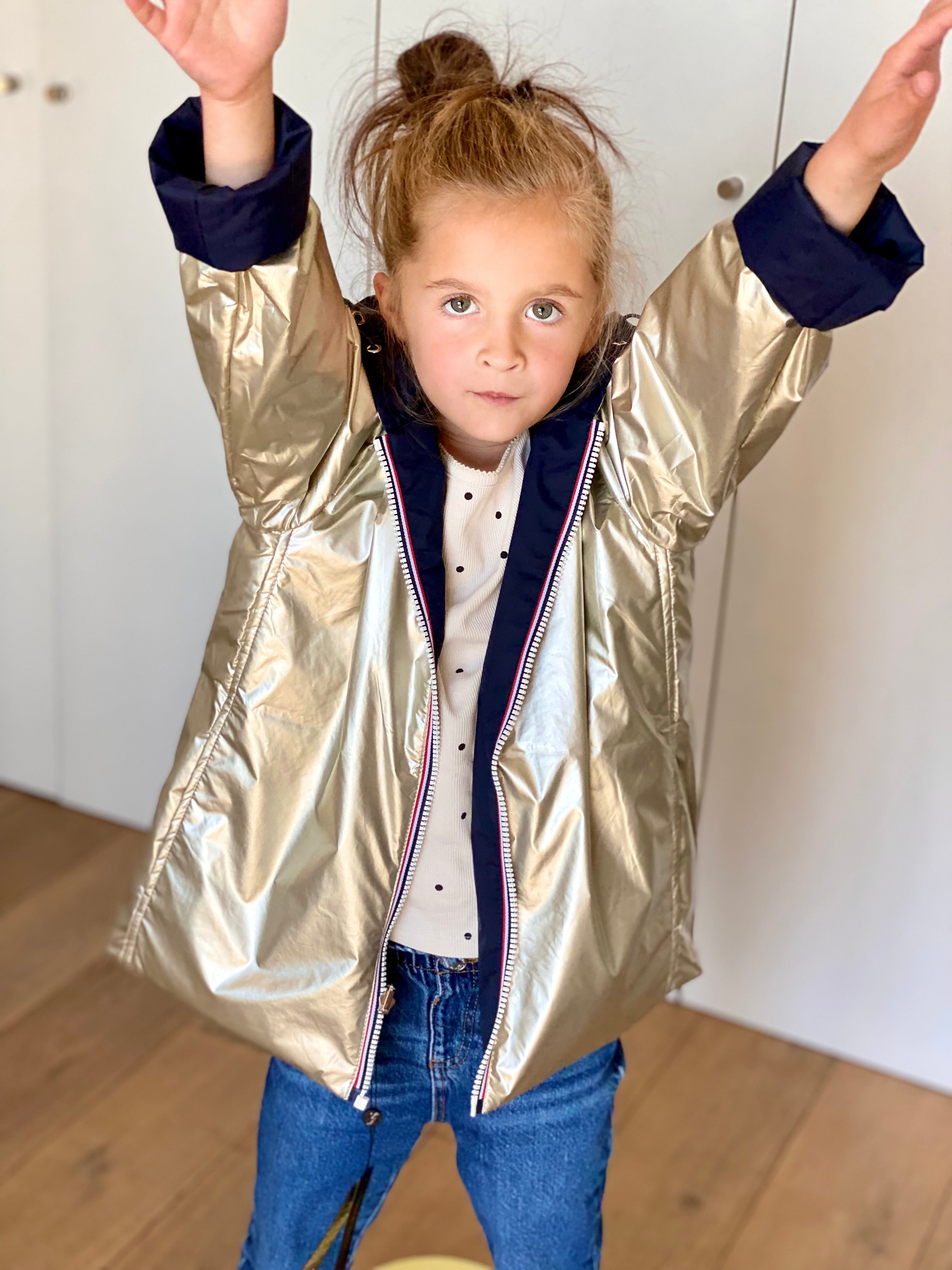 *** PROMO - Taille 10 ans (XXS) Imperméable réversible rembourré LOUISON KIDS enfant (mixte) - Marine / Doré