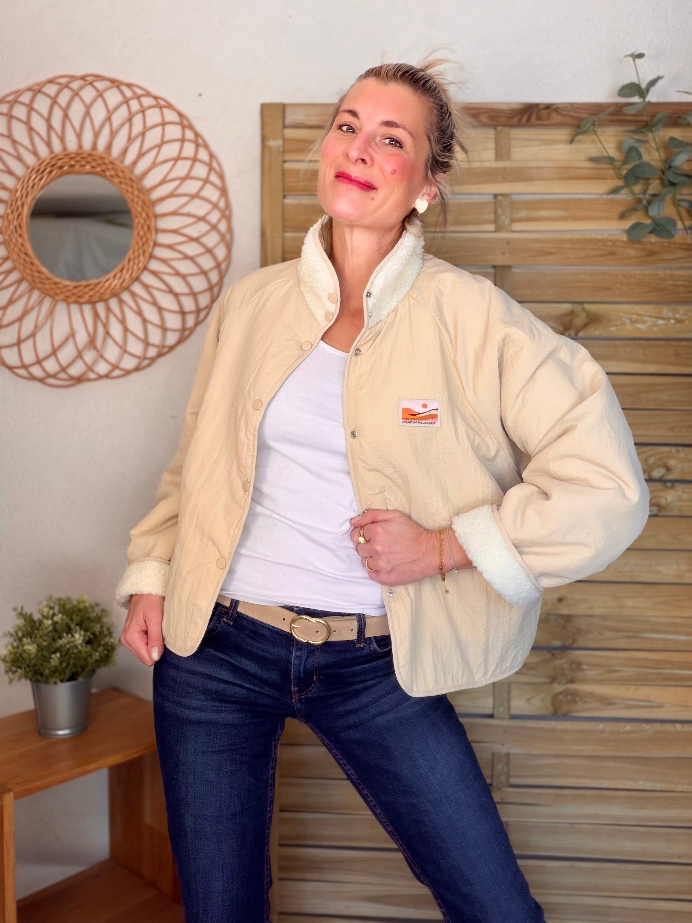 Veste matelassée réversible Sherpa AMÉLIE Beige