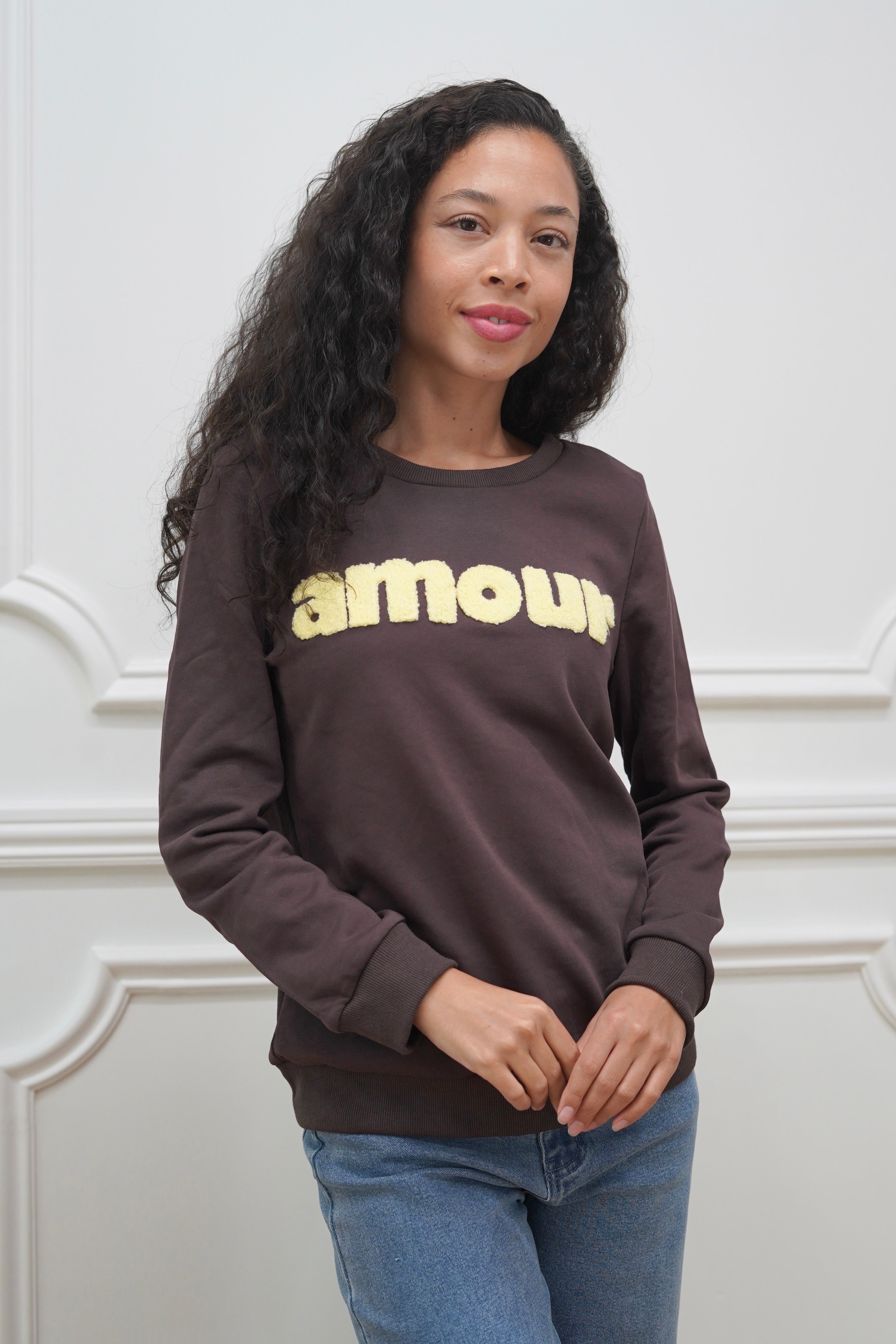 Sweat amour DORIA - Choco / Jaune