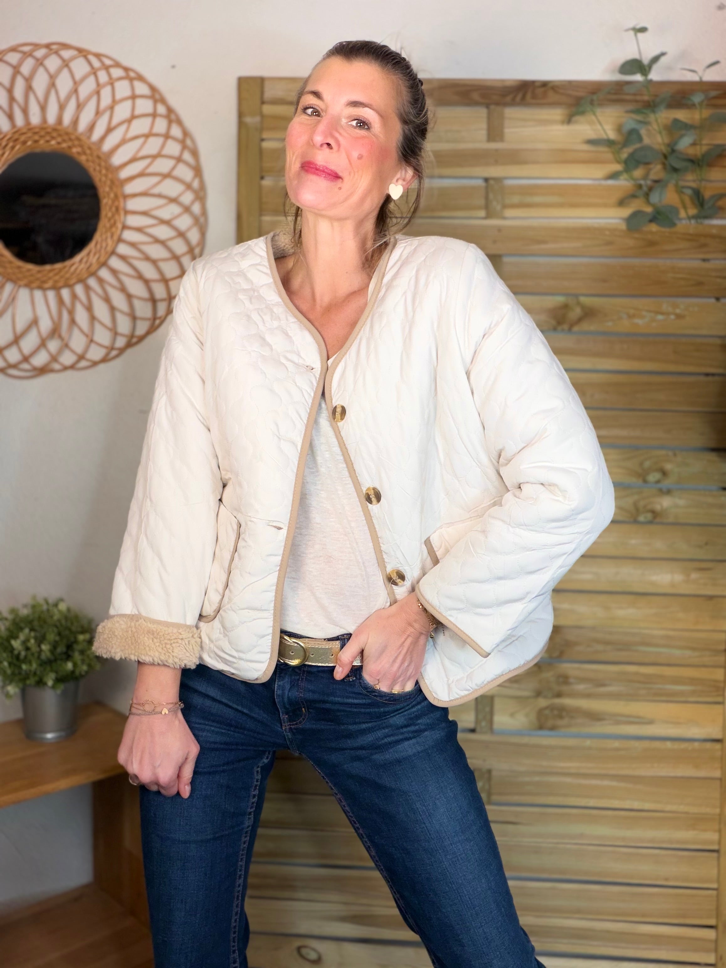 ⚡️ ARRIVAGE - Veste matelassée réversible Sherpa NOÉMIE Beige