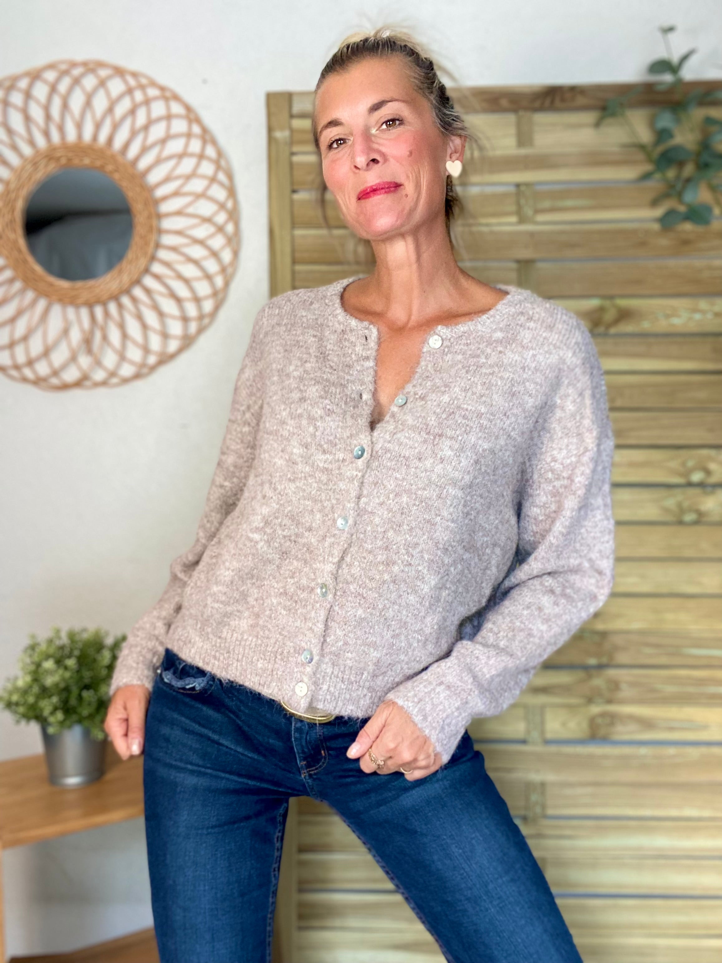 Gilet en maille SYDNEY - Taupe chiné