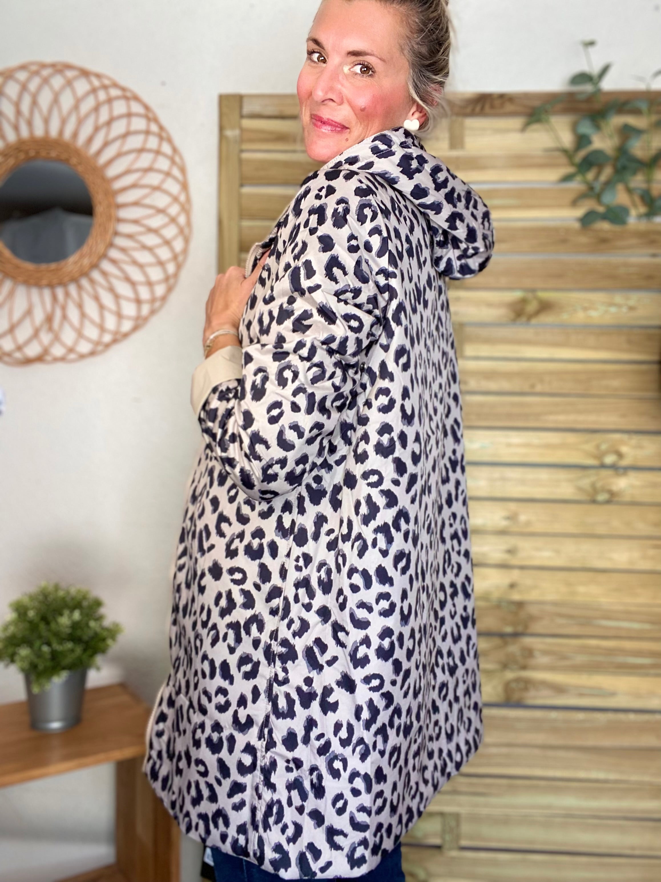 Imperméable réversible rembourré LOUISON LONG - Beige / Léo - LAURA JO