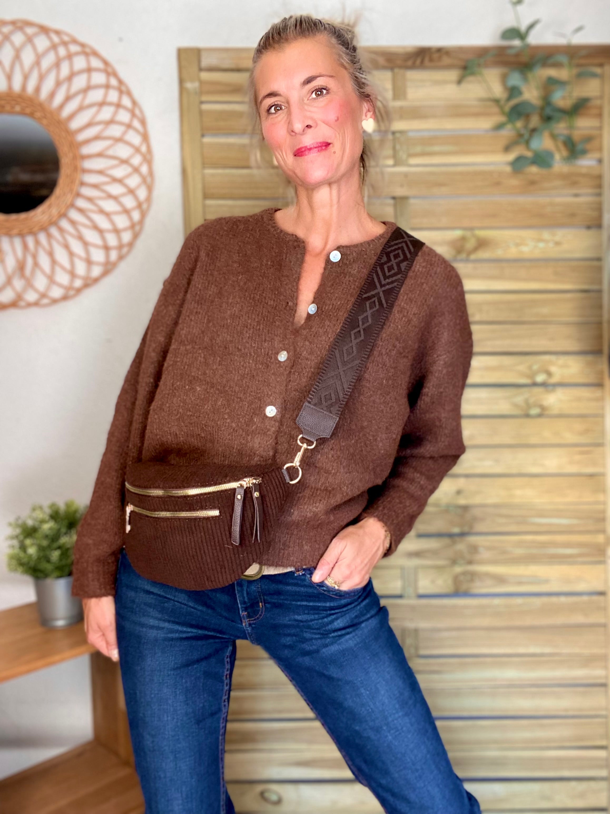 Gilet en maille SYDNEY - Chocolat