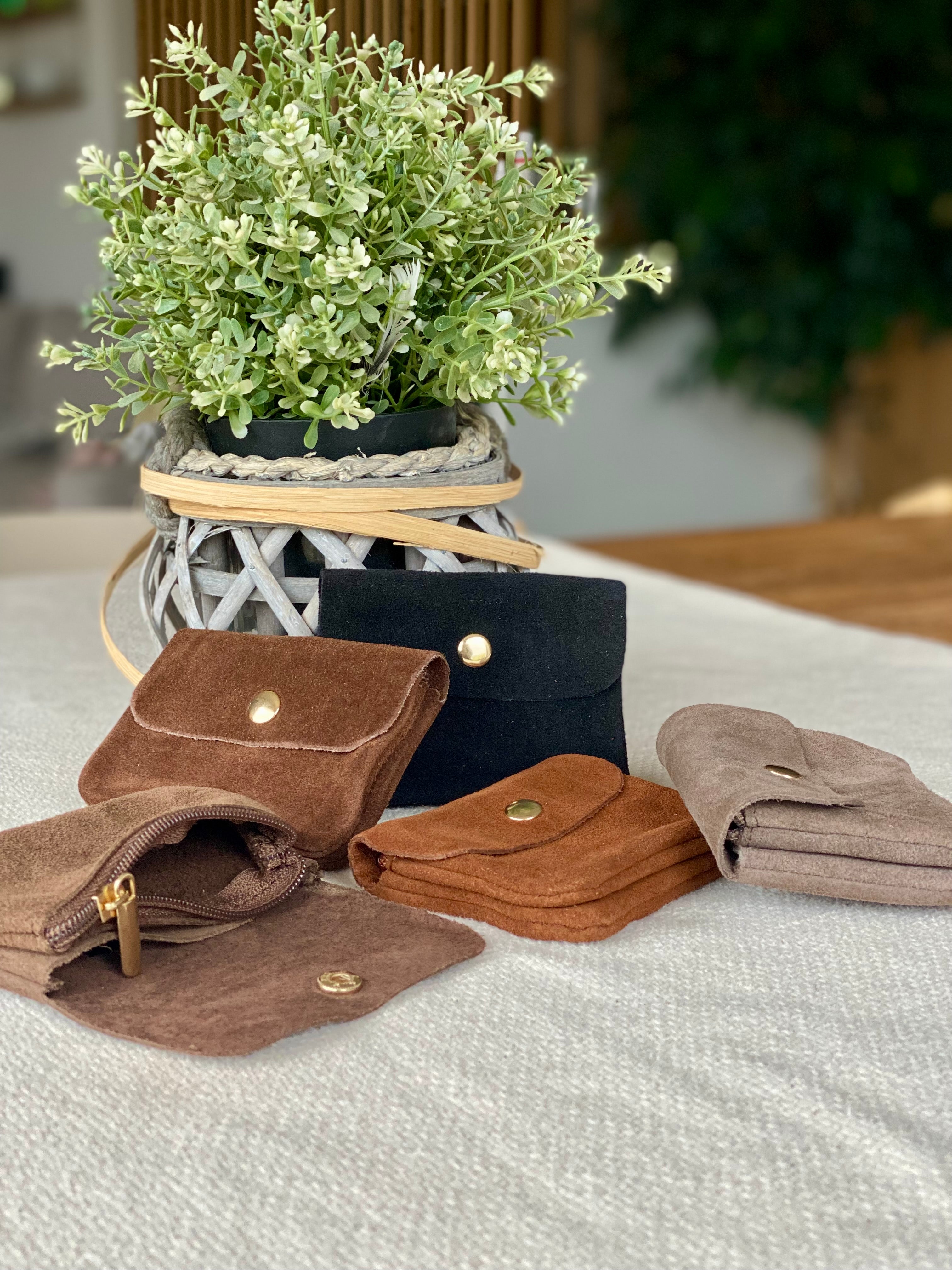 Porte monnaie / porte carte en cuir daim ACHILLE